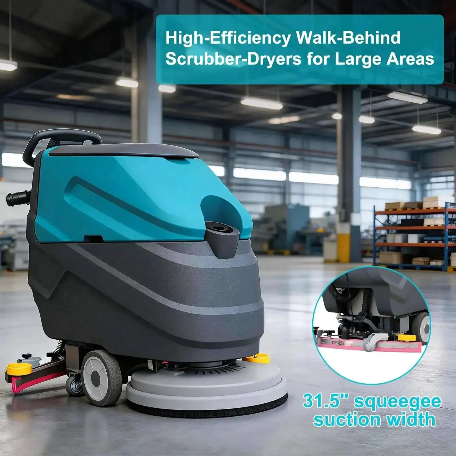 Powerful Walk Behind Floor Scrubber Polisher Dryer That Dries Floors Fast, 22 Inch Cleaning Width and 31.5 Inch Suction, 18.5 Gallon Tank, Cleans Up To 32000 Sqft Per Hour, Complete Parts Set, For Hardwood Tile And Hard Floors - Image 6