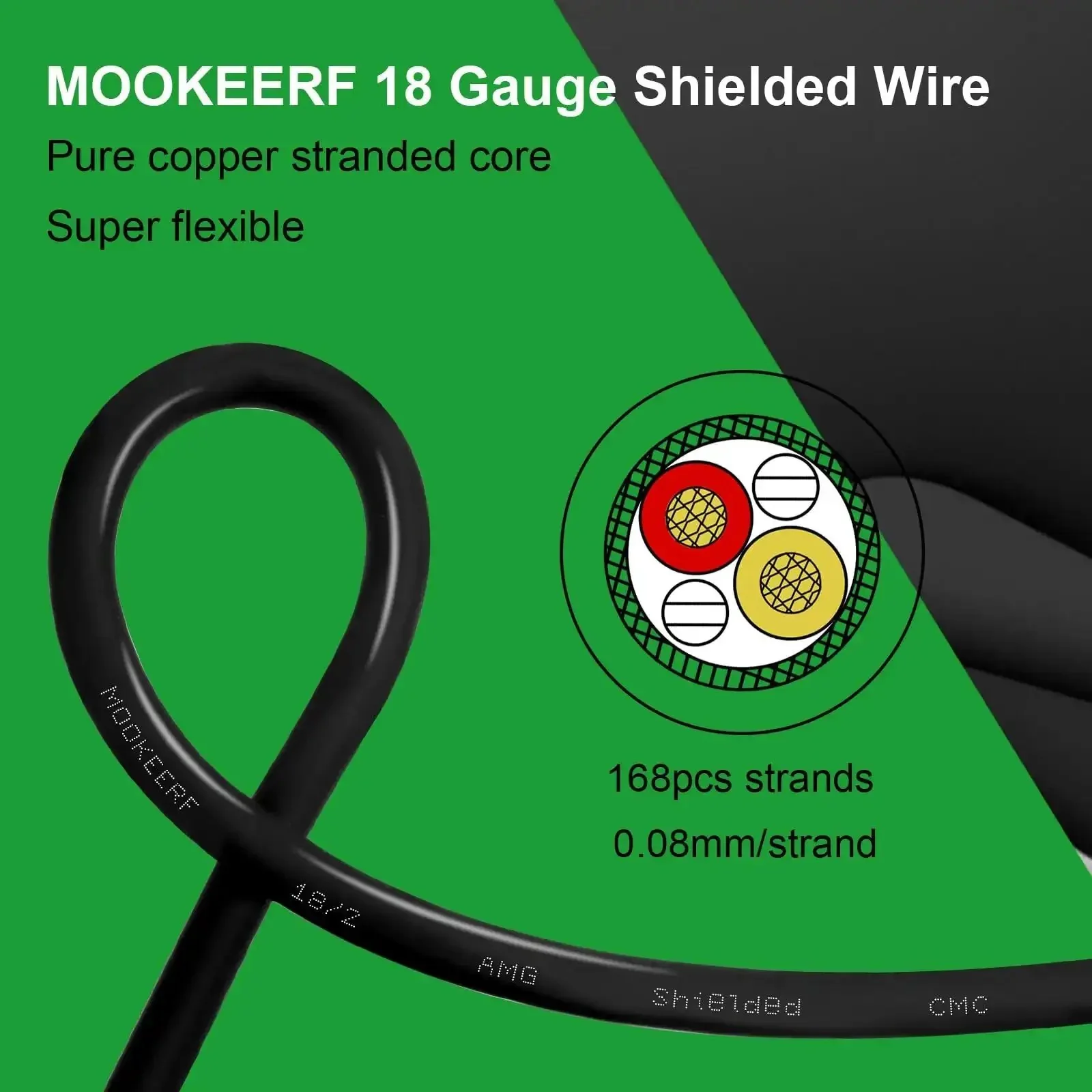 Premium 18 Gauge 2 Conductor Shielded CNC Wire 25 Feet Copper Cable For CNC Routers VFD Spindles 3D Printers Stepper Motors And Transformers Top Notch Conductivity And Heat Resistant Shielded Cable - Image 5