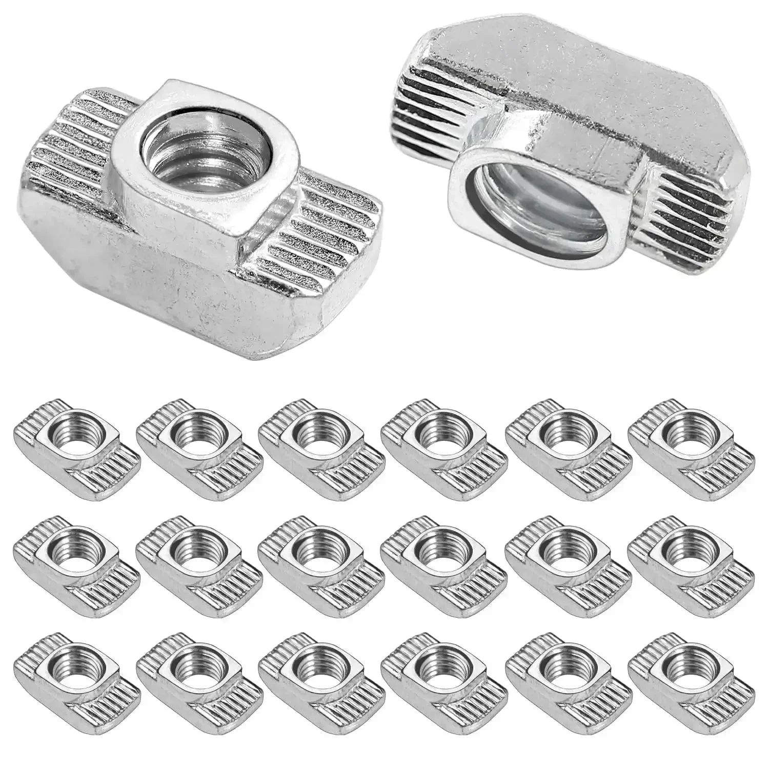 Premium 20 Pack One Quarter Inch Twenty Thread Pitch T Slot Nuts For 4545 Series Aluminum Extrusion Profiles Drop In Fit Forty Five Millimeter Square Rails Rugged Build Ready For Custom Machinery Frames