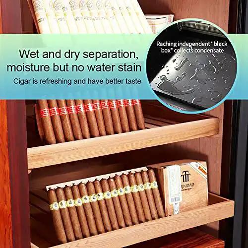 Premium 380L Humidor Cabinet With Constant Temperature And Humidity Wood Frame In Piano Black Finish Seven Premium Cedar Trays For Storing And Aging Fine Cigars Built In Humidity Control And Quiet Fan Cooling - Image 5