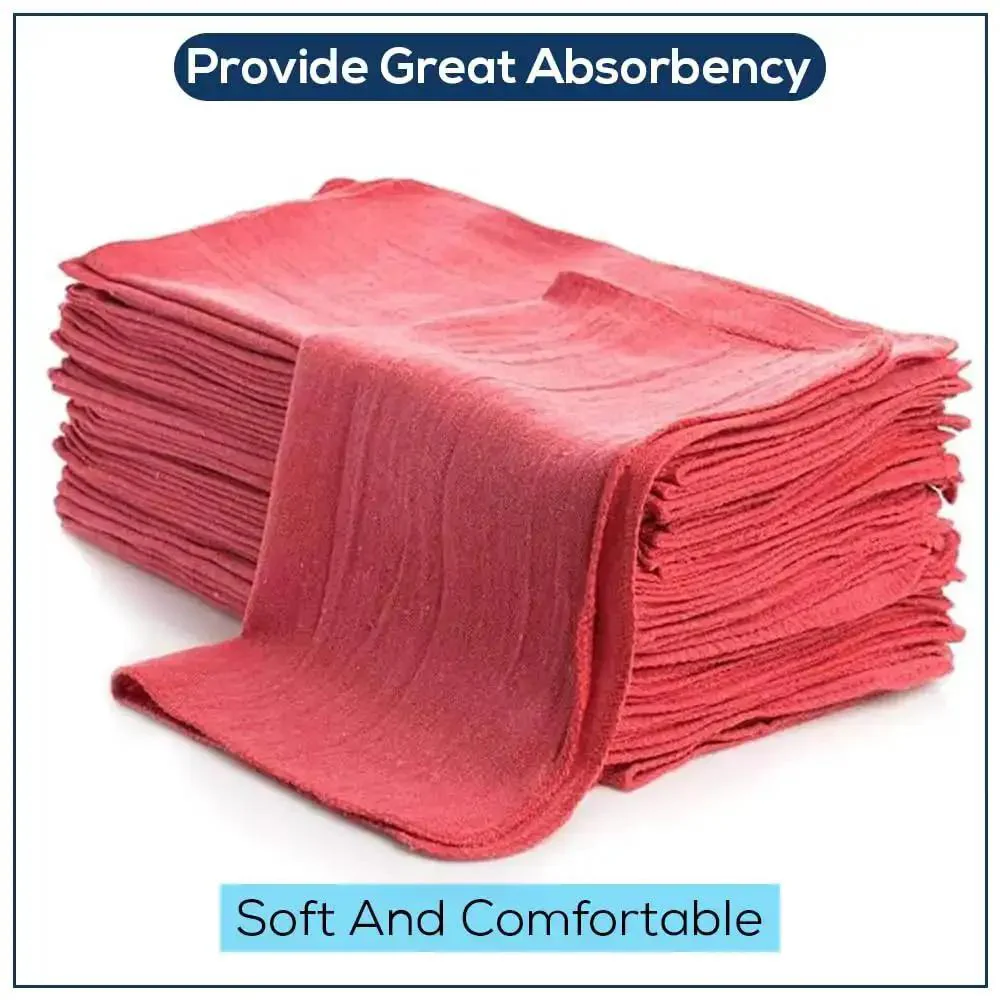 Premium Cotton Shop Towels 14x12 Inches 90-Count Reusable Cleaning Rags For Auto, Garage, Home And Industry Absorbent Grease Oil Spill Cleanup With Premium Recycled Fibers Red - Image 7