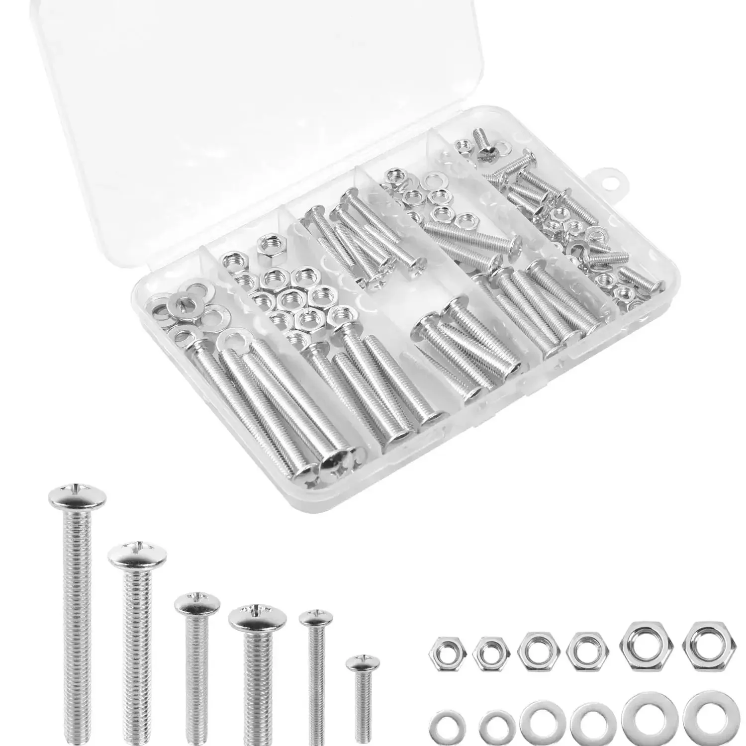 Premium Galvanized Bolts Nuts And Washer Set 120 Piece Kit For DIY Home Repair With 40 Bolts 40 Nuts And 40 Washers In 6 Bolt Sizes 3 Nut Sizes And 3 Washer Sizes For Everyday Fixes