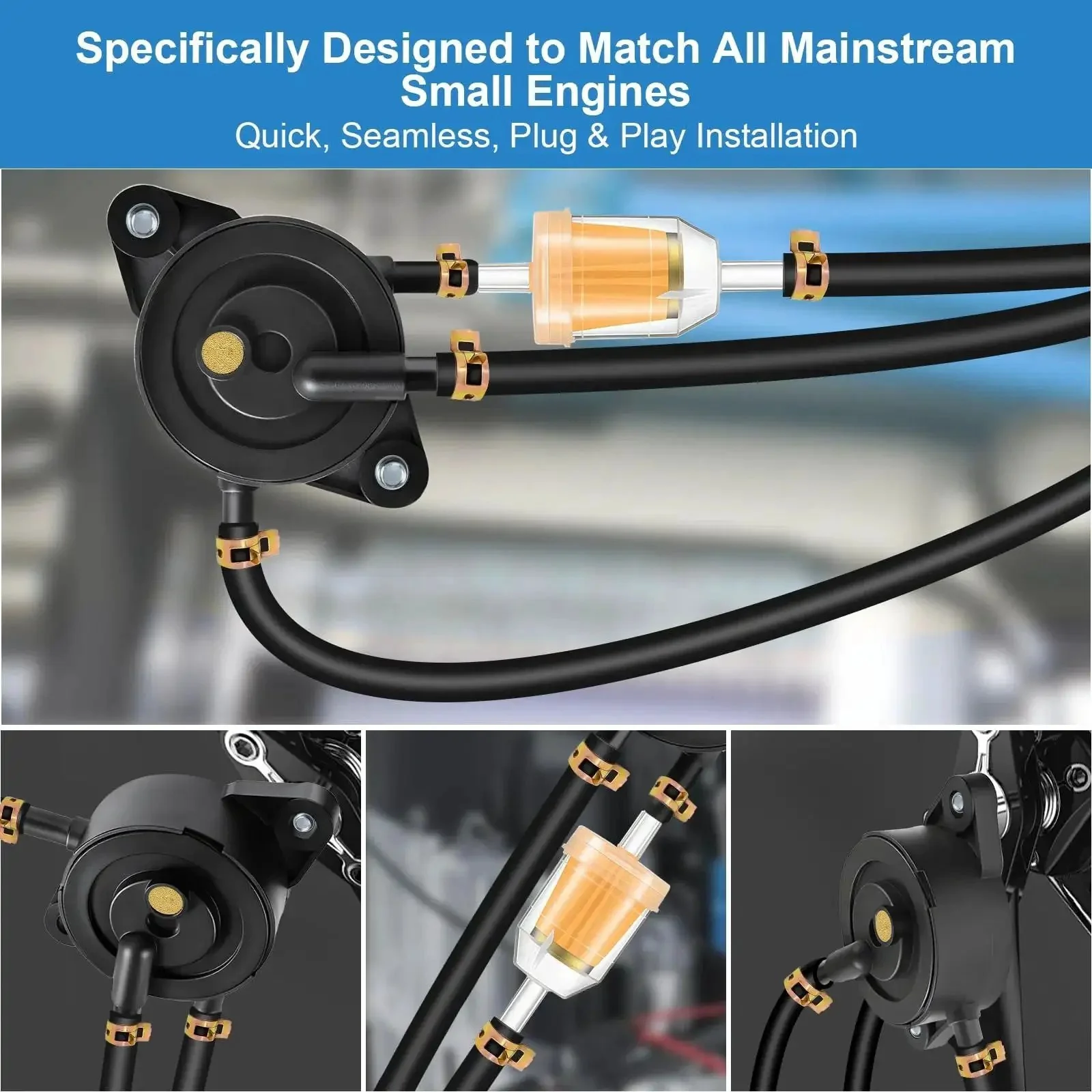 Premium Heavy Duty Fuel Pump For Lawn Mower Golf Carts And Utility Vehicles With Filter And Oil Hose Compatible With Kohler Briggs And Stratton Mikuni Cub Cadet Club Car John Deere Kawasaki Yamaha 808492 And 808656 - Image 3