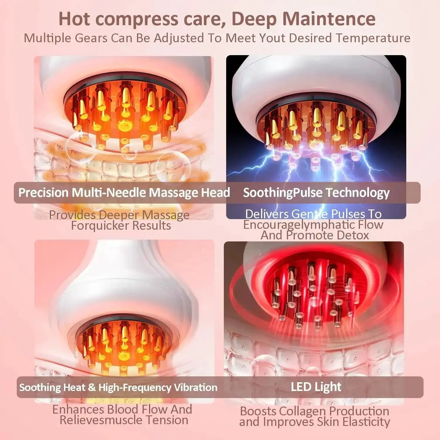 Premium Lymphatic Drainage Massager For Body Shaping With Microcurrent, Vibration, Light And Heat Therapies, Anti Cellulite Tool To Reduce Water Retention, Stretch Marks And Cellulite On Legs, Arms And Belly, Includes Body Oil - Image 3