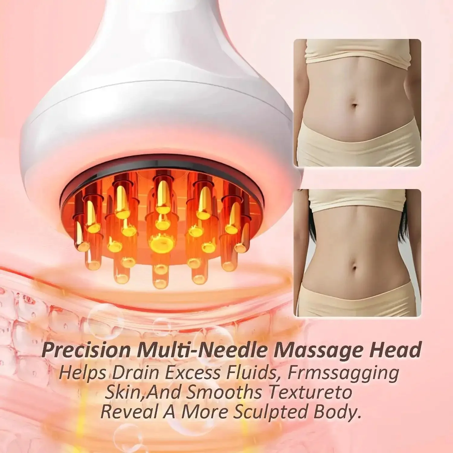 Premium Lymphatic Drainage Massager For Body Shaping With Microcurrent, Vibration, Light And Heat Therapies, Anti Cellulite Tool To Reduce Water Retention, Stretch Marks And Cellulite On Legs, Arms And Belly, Includes Body Oil - Image 7