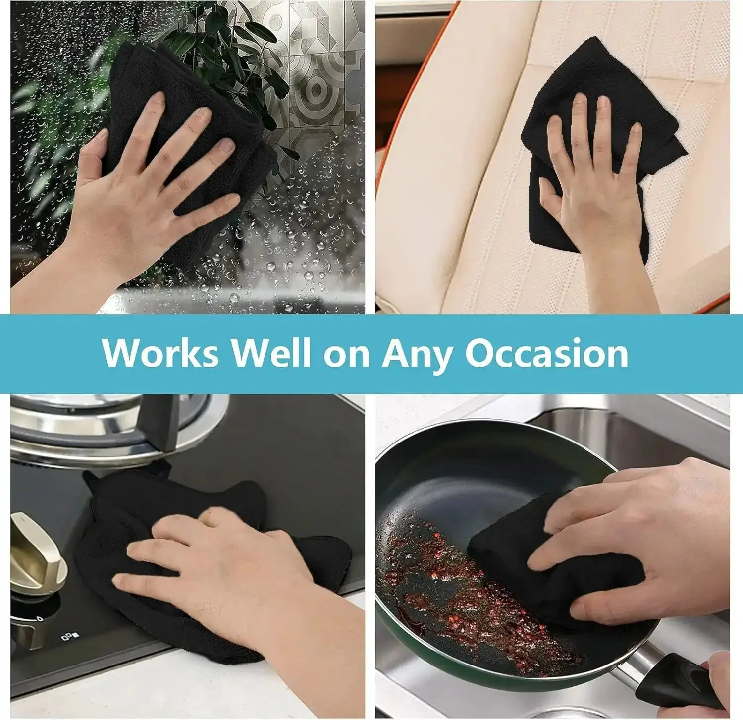Premium Microfiber Cleaning Cloths 150 Pack 11.5 By 11.5 Inches Lint Free Streak Free Soft Rags For Kitchen Windows Cars And Everyday Messes Dope For Auto Detailing Drying Glass And Stainless Surfaces - Image 2