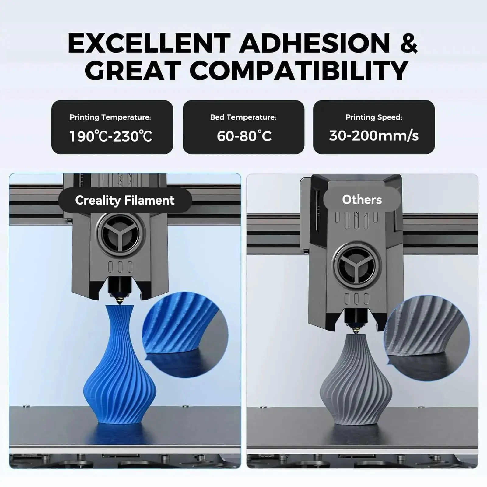 Premium PETG 3D Printer Filament 1.75mm 2kg For Ender Series Ultra Dope Toughness Odorless Printing Smooth Flow Moisture Resistant High Strength Prints Black And White Filament - Image 5