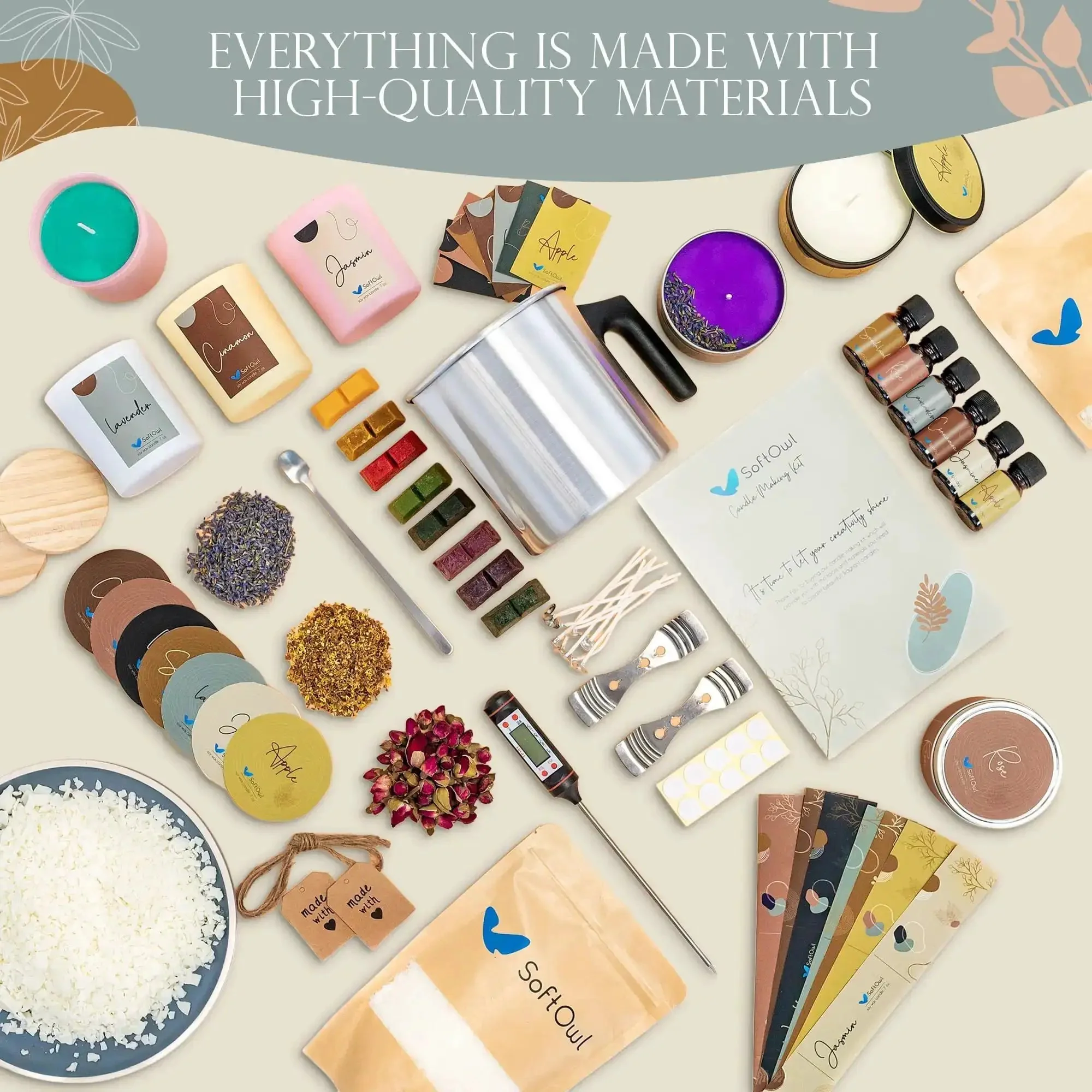 Premium Soy Candle Making Kit Full Set With Soy Wax 7 Oz Jars And Tins, 7 Pleasant Scents, Color Dyes And More For DIY Starter Scented Candles And Home Decor - Image 6