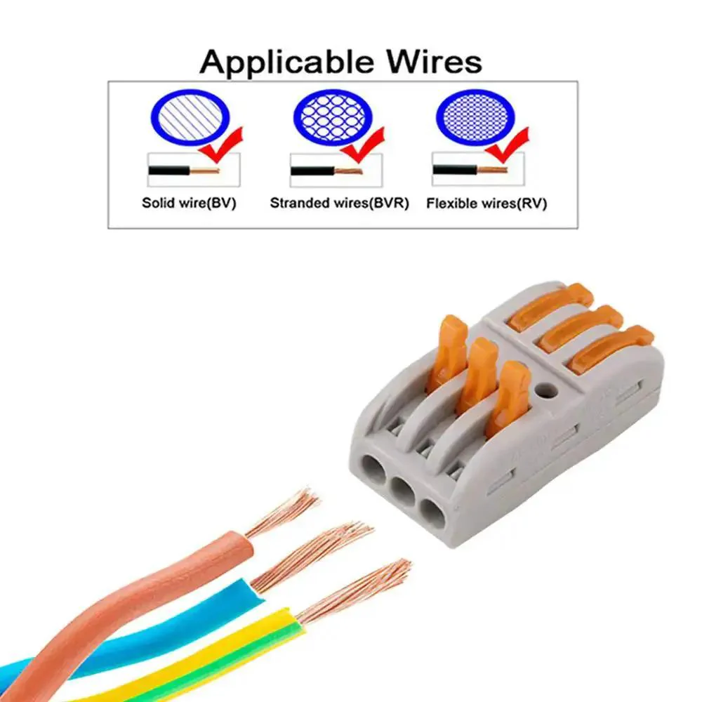 Premium SPL-3 Lever Nut Wire Connectors Set, 12 Pack, 3 Way 6 Port Compact Splice Connectors, Cable Clamp Terminal Block Spring Connectors For Easy No-Fuss Electrical Wiring, Flame-Retardant Nylon PA66 Safety - Image 3