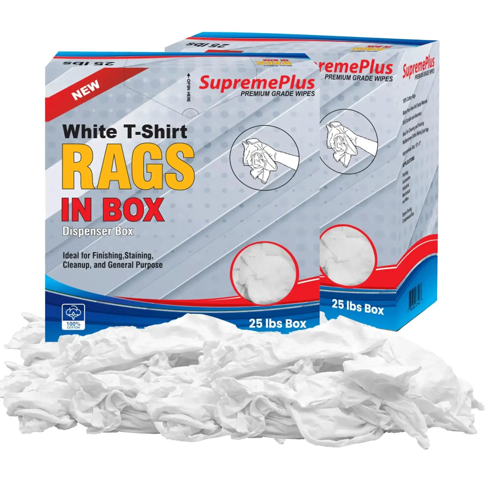 Premium White T Shirt Cleaning Rags For Cleaning Staining Painting And More In A 2x25 Lb Compressed Box White Cotton Cloths For Spills Dust Oil Grease And Wood Finish Polishing Eco Friendly Reusable
