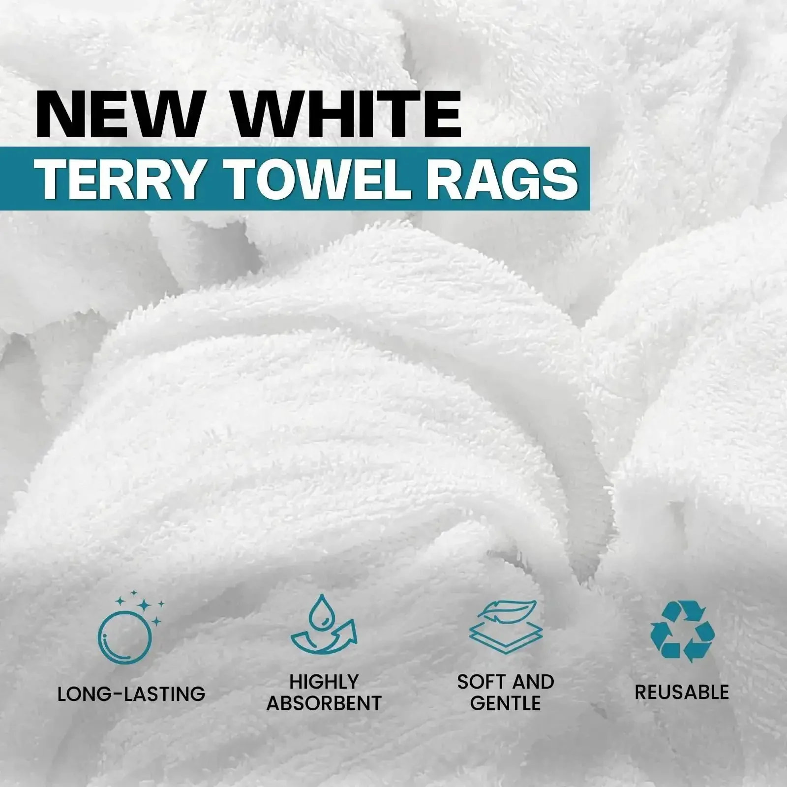 Premium White Terry Cloth Rags For Spills And Cleanup In The Garage Shop And Home Go To Multipurpose Cleaning Towels That Absorb Like Crazy In A 5 Lb Compressed Box For Industrial Use And Housekeeping - Image 8