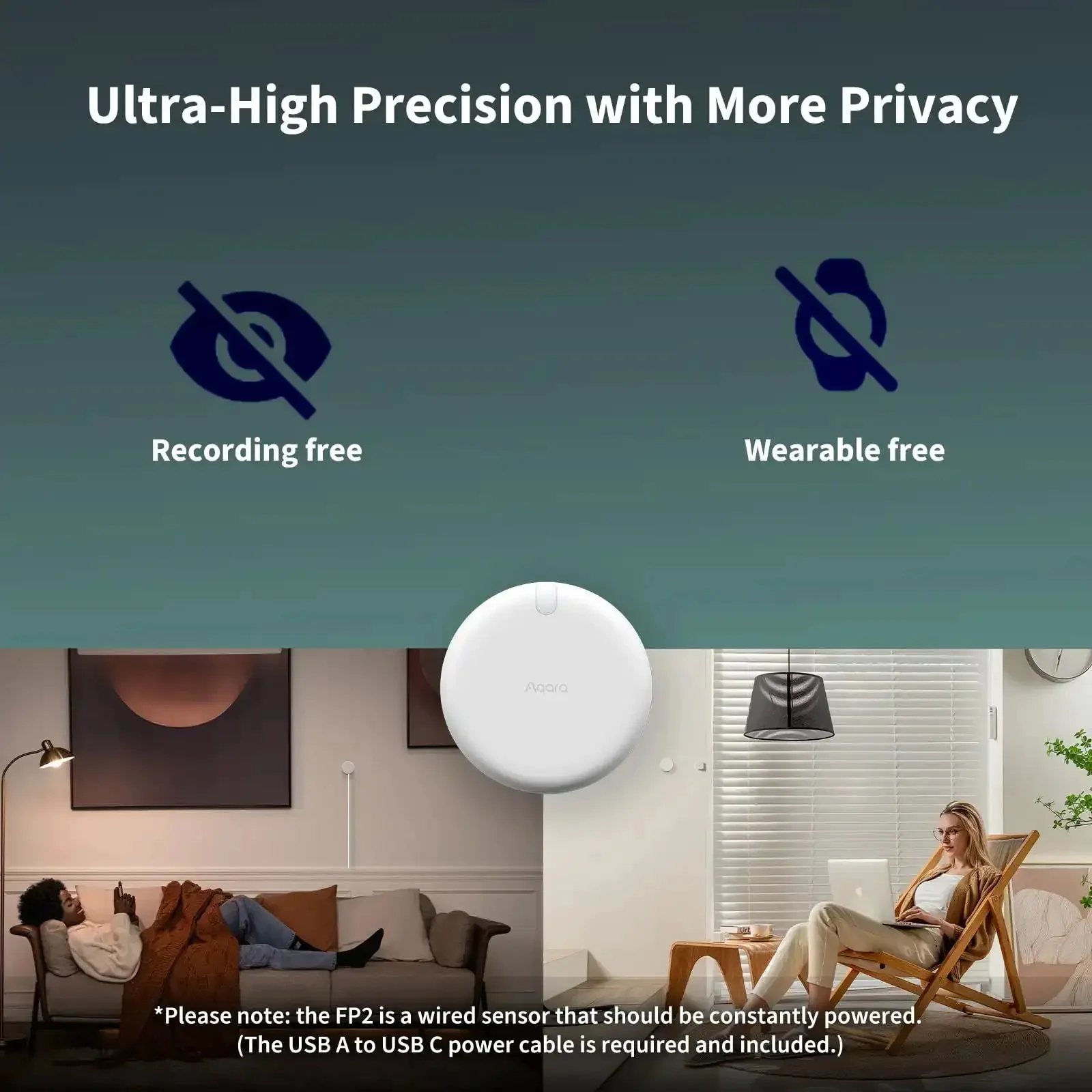 Presence Sensor FP2 MmWave Radar Motion Sensor With Zone Positioning Multi Person Fall Detection Works With HomeKit Alexa Google Home And Home Assistant 2.4 GHz WiFi Required - Image 3