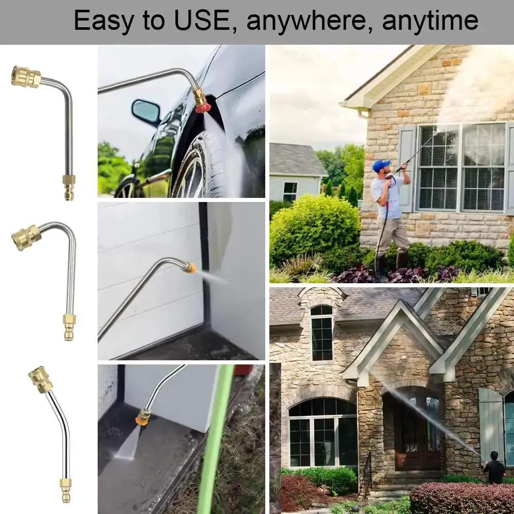 Pressure Washer Extension Wand Upgrade With Curved Rod Heads For Hard To Reach Areas Includes 30 Degree 90 Degree And 120 Degree Nozzles One Quarter Inch Quick Connect Replacement For Anti Leaked Ring Up To 4000 PSI - Image 4