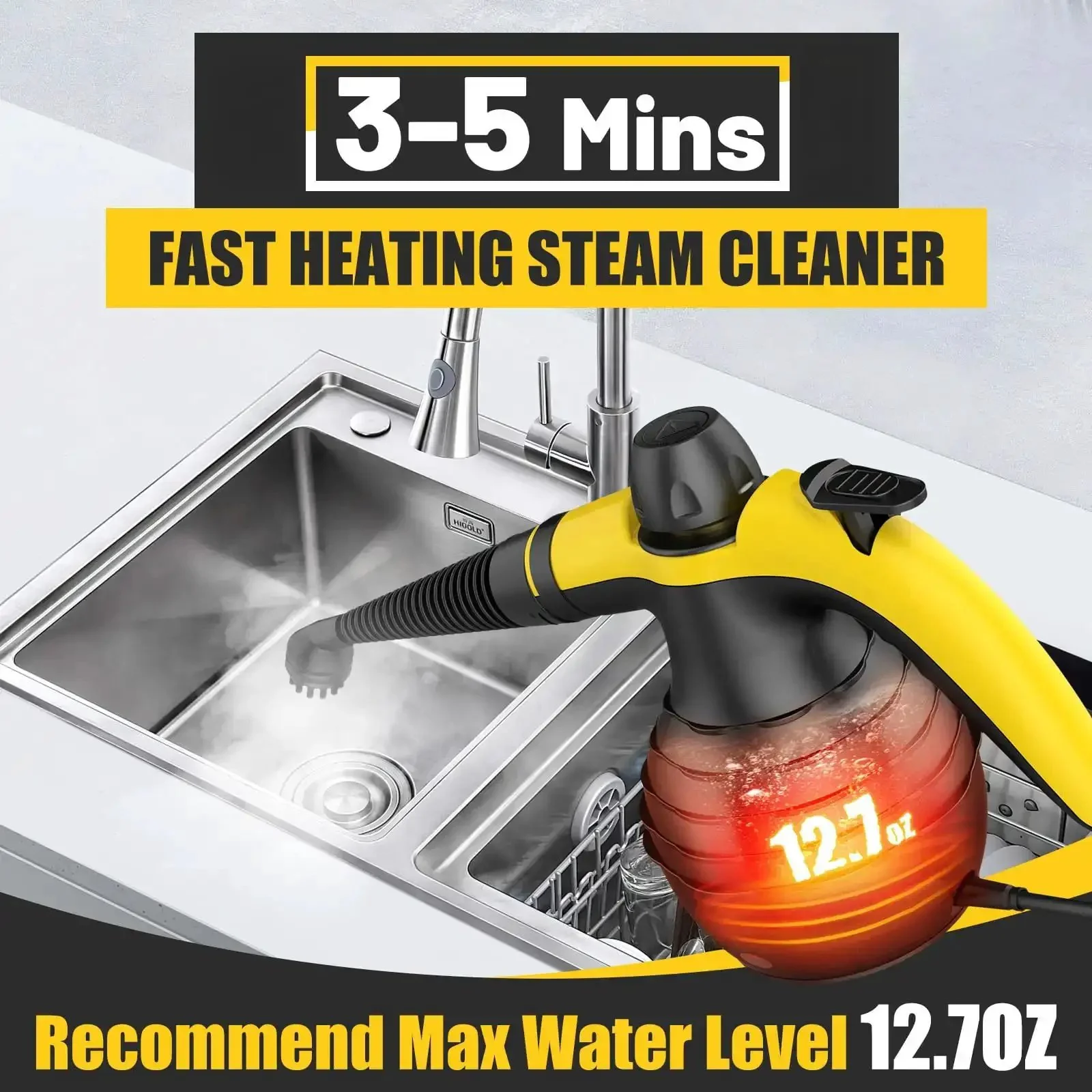 Pressurized Handheld Steam Cleaner With 10 Accessories And Safety Lock For Home And Car Cleaning, Powerful 1050W Steamer Heats In Minutes, 230F Hot Steam For Floors, Grout, Upholstery, Windows, Bathrooms And Showers - Image 6