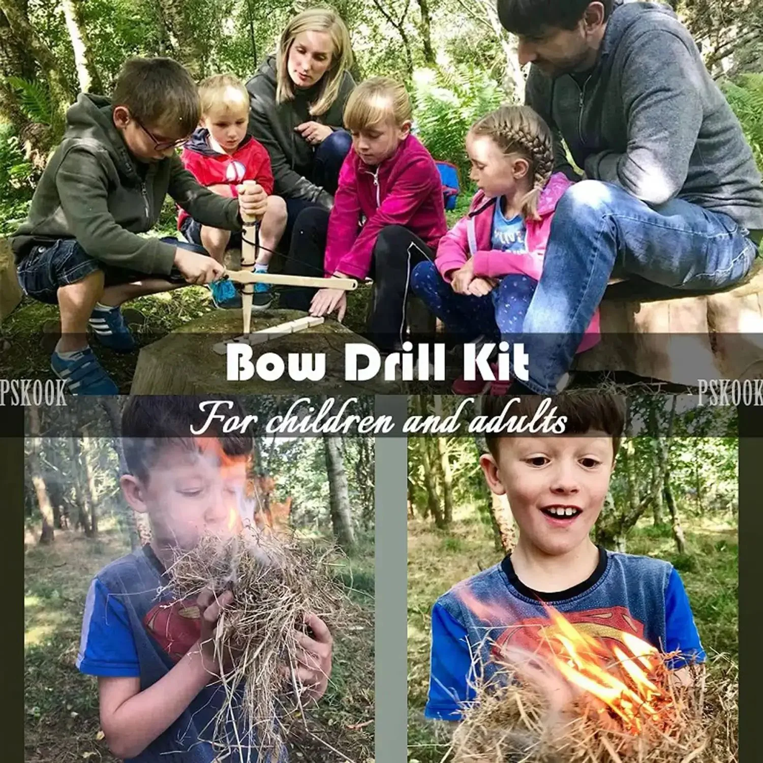 Primitive Friction Fire Starter Kit For Bushcraft And Camping, Bow Drill Set With Bamboo Handle, Easy Fire From Wood By Friction, Dope Survival Gear For Outdoor Adventures And Quick Safe Campfire Making - Image 3