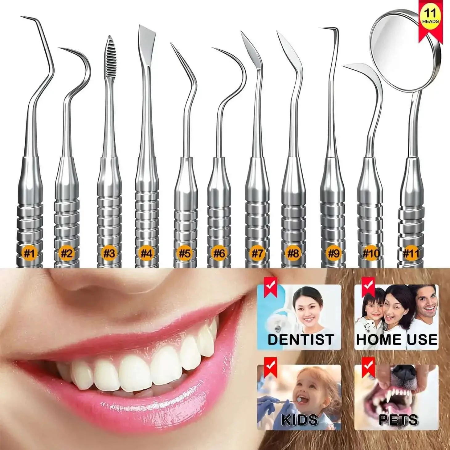 Pro At Home Dental Tools Set Stainless Steel Teeth Cleaning Picks Tooth Scraper Plaque And Tartar Remover Hygiene Kit With Case For Deep Clean And Fresh Breath Dentist Grade At Home - Image 8