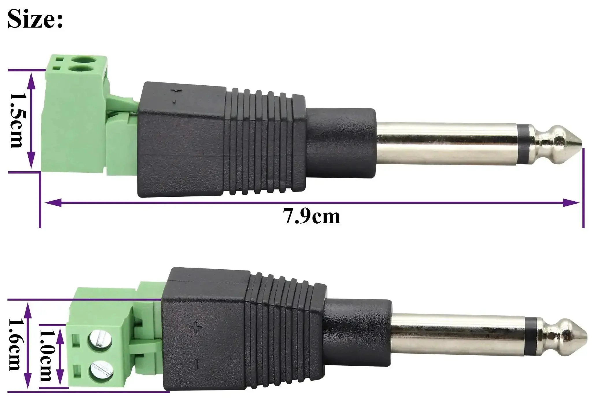 Pro Audio Gear 6.35mm TS Mono Male To 2 Pin Female Screw Terminal Block Connector Pluggable Wire Solderless Adapter Pack Of 5 For Amps Speakers Mics And Music Mixers - Image 7