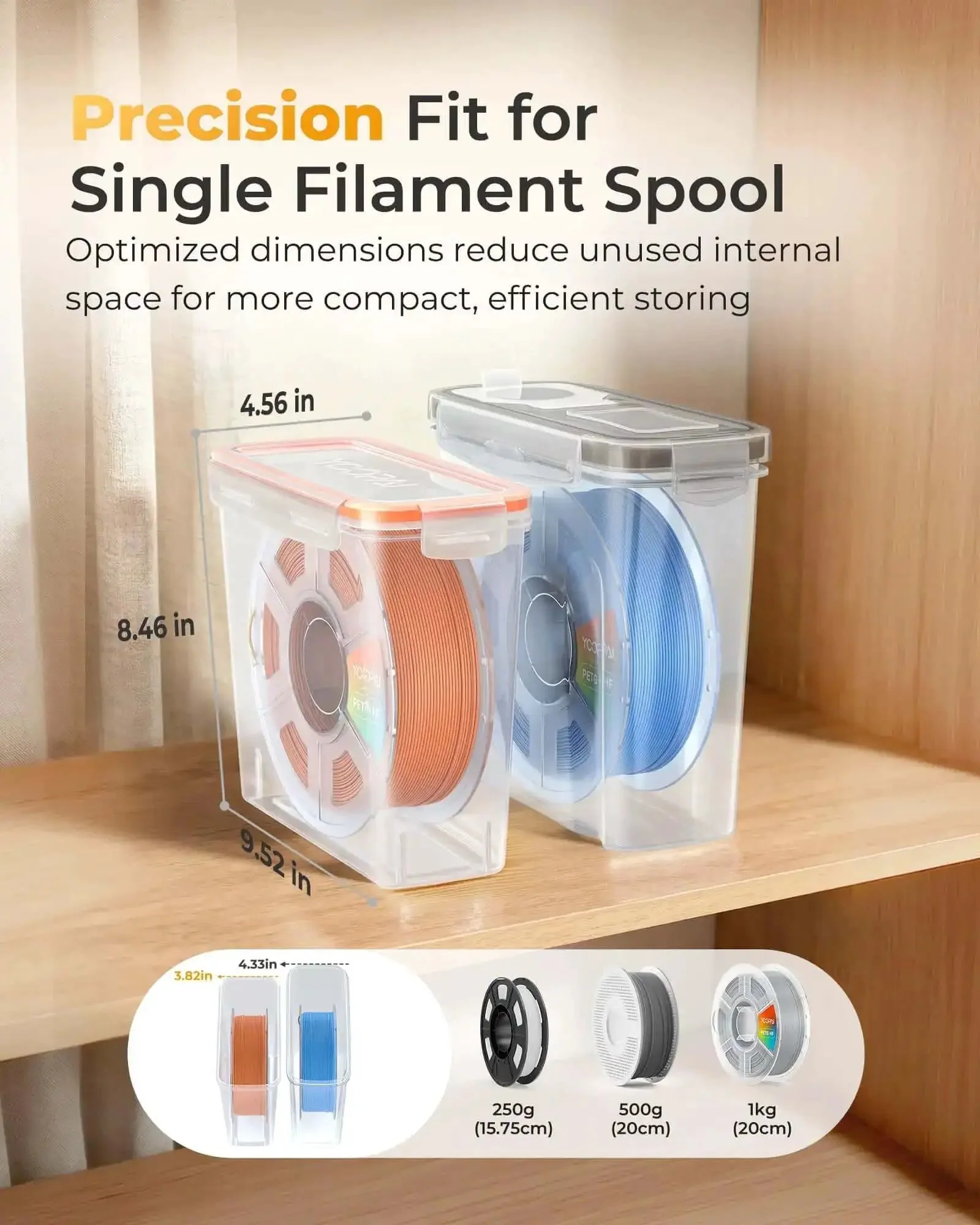 Pro Filament Storage Box For Single 1Kg 1.75mm Spools Airtight Container With Desiccants And Precision Moisture Control Dust Proof Design For Safe 3D Printing Filament Storage 6 Pack - Image 5