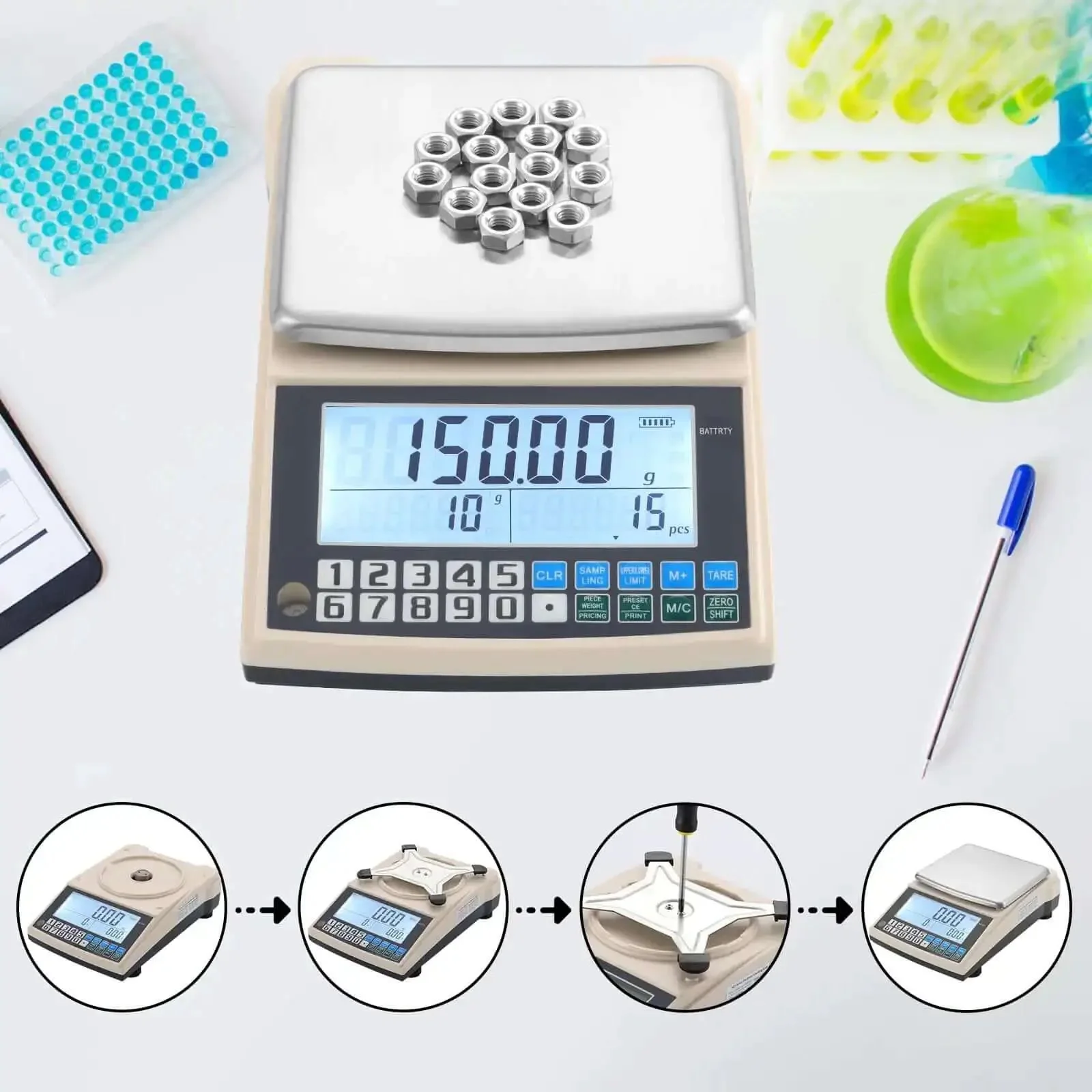 Pro Grade 0.01g Lab Scale With 5000g Capacity, Gram Counting Balance, RS232 Port, Calibration Weight, Battery Included, Digital Analytical Balance For Kitchen, Jewelry, Gold, And Industrial Use - Image 3