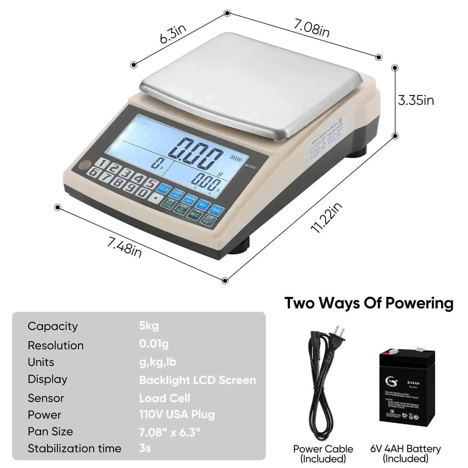 Pro Grade 0.01g Lab Scale With 5000g Capacity, Gram Counting Balance, RS232 Port, Calibration Weight, Battery Included, Digital Analytical Balance For Kitchen, Jewelry, Gold, And Industrial Use - Image 9
