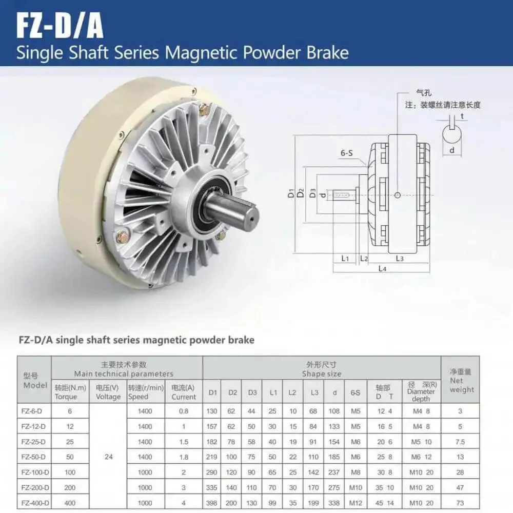 Pro Grade 1000RPM Hollow Shaft Magnetic Powder Brake Kit, 24V Tension Controller For Printing And Dyeing Machines, Precise Torque Range 6-100Nm (0.6-10kg), Easy Install, Model Hollow-KDT-B-1000 Ready To Run - Image 2
