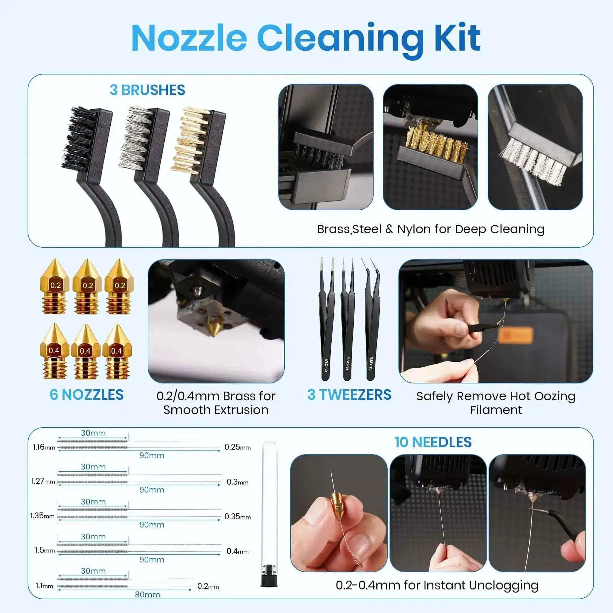 Pro Grade 142-Piece 3D Printer Tool Kit With 4-Layer Case, Cordless Rotary Tool, Heat Gun, PTFE Nozzle Anti-Stick, Cleaning And Deburring Gear For Bambu Lab X1 P1S K1 Ender 3 Anycubic And More - Image 3