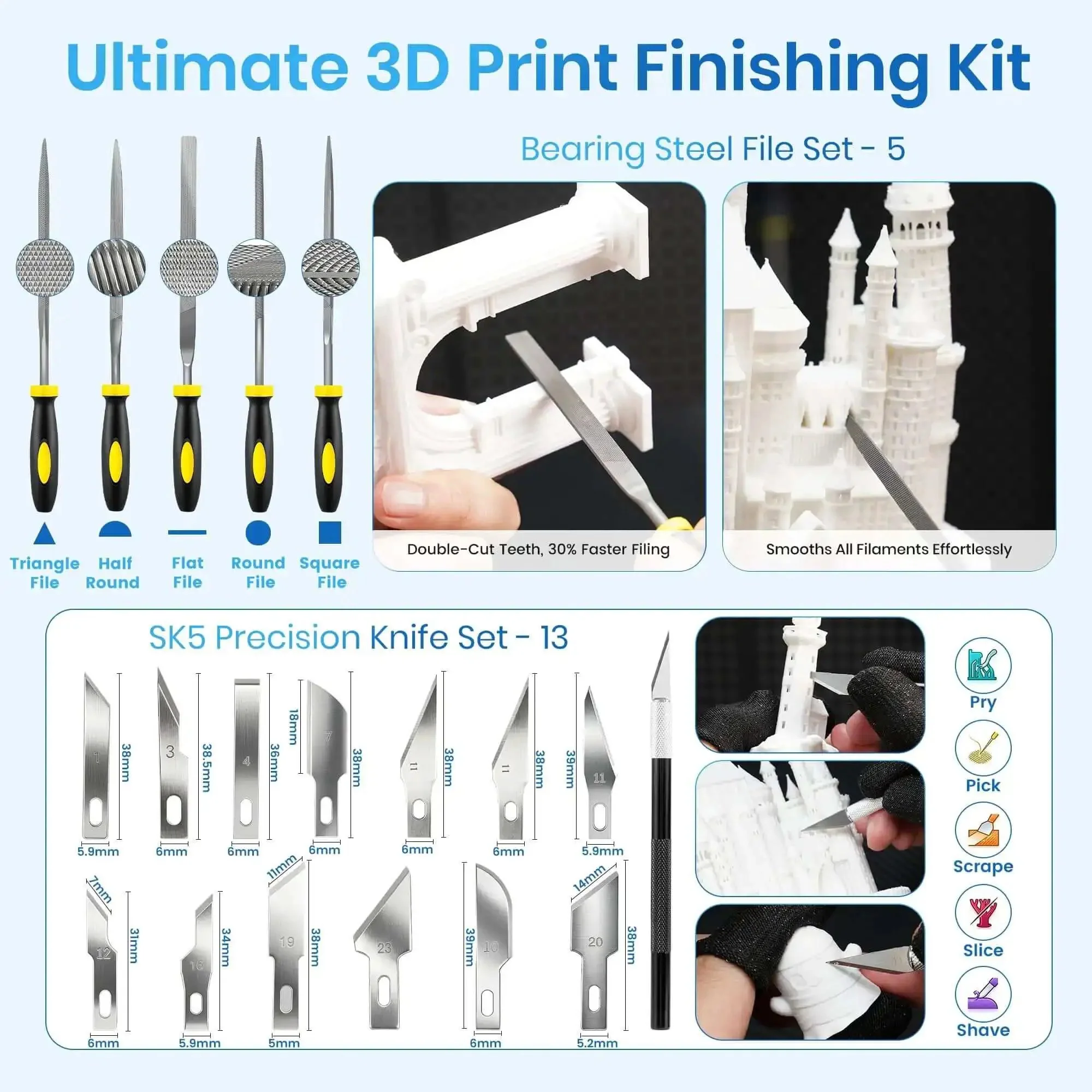 Pro Grade 142-Piece 3D Printer Tool Kit With 4-Layer Case, Cordless Rotary Tool, Heat Gun, PTFE Nozzle Anti-Stick, Cleaning And Deburring Gear For Bambu Lab X1 P1S K1 Ender 3 Anycubic And More - Image 5