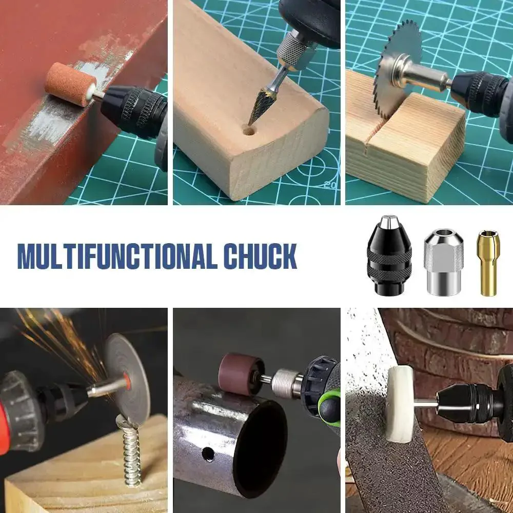 Pro Grade 15 Pc Drill Chuck Collet Set With Brass Collets And Nut Kit 0.8 To 3.2 mm Small Electric Drill Bit Collet For Rotary Tools Micro Twist Chucks Not For Dremel Tools - Image 2