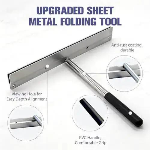 Pro Grade 15.25 Inch Sheet Metal Bender Folding Tool With 1 Inch Hem Depth Folds Up To 24 Gauge Steel For Metal Roofing HVAC And DIY On Site Projects Equipped With Sight Holes And Long Panel Bending In One Pass - Image 6