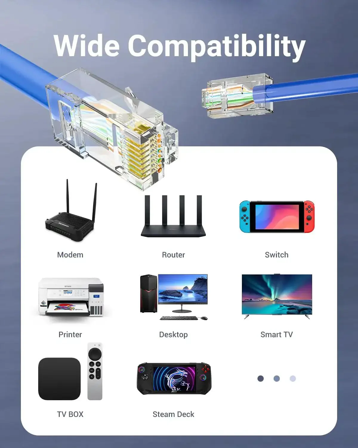 Pro Grade 25 Pack Cat6 RJ45 Pass Through Connectors, UL Listed, 10Gbps Unshielded Ethernet Plugs, Gold Plated 8P8C Ends For 23 To 26 AWG Cable, Solid Or Stranded UTP Network, Supports PoE - Image 2