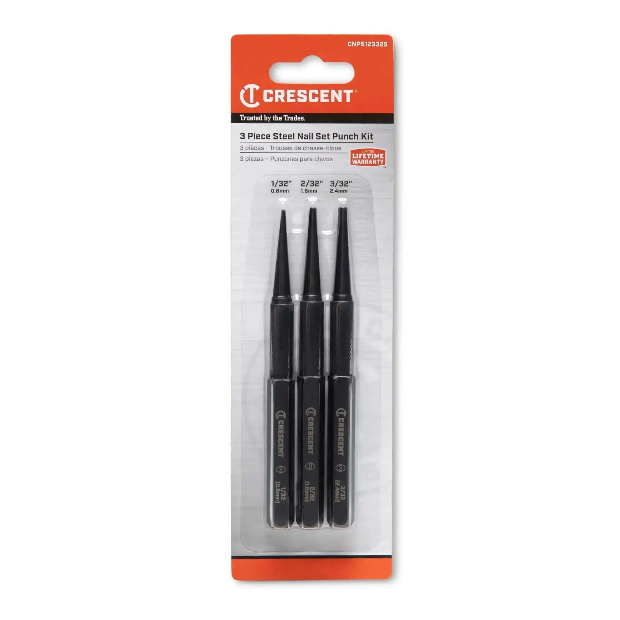 Pro Grade 3 Piece 5 Inch Steel Punch Set With Black Oxide Finish, Laser Etched Size Markings 1/32 2/32 3/32 Inch, Knurled Handles For A Firm Grip, Built Tough For Precise Punching In Metal And Wood Projects - Image 4