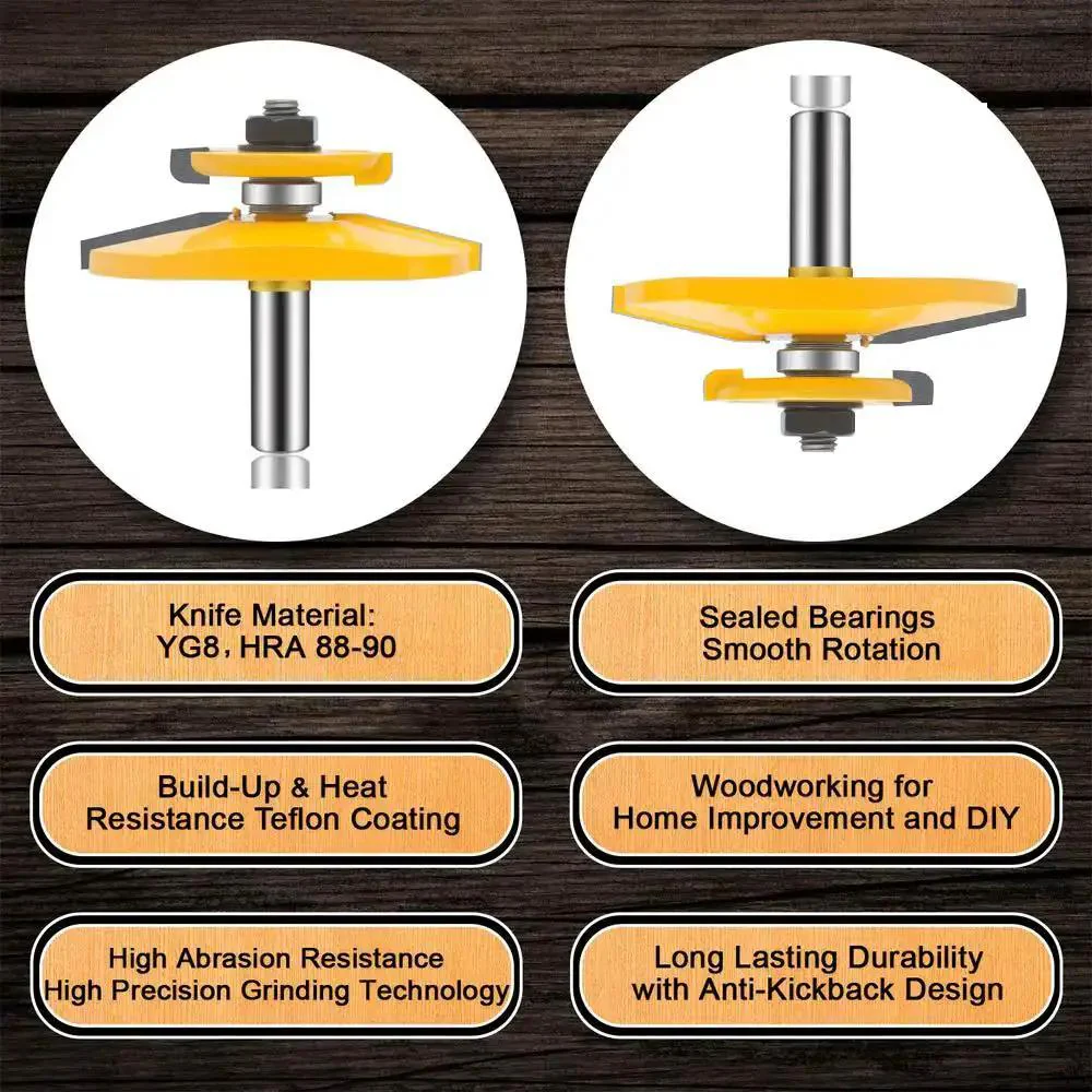 Pro Grade 3 Piece Router Bit Set With Half Inch Shank For Round Over And Raised Panel Cabinet Doors Rail And Stile Profiles Woodworking Carbide Bits For Tongue Groove Milling And Solid Wood Finishing - Image 4