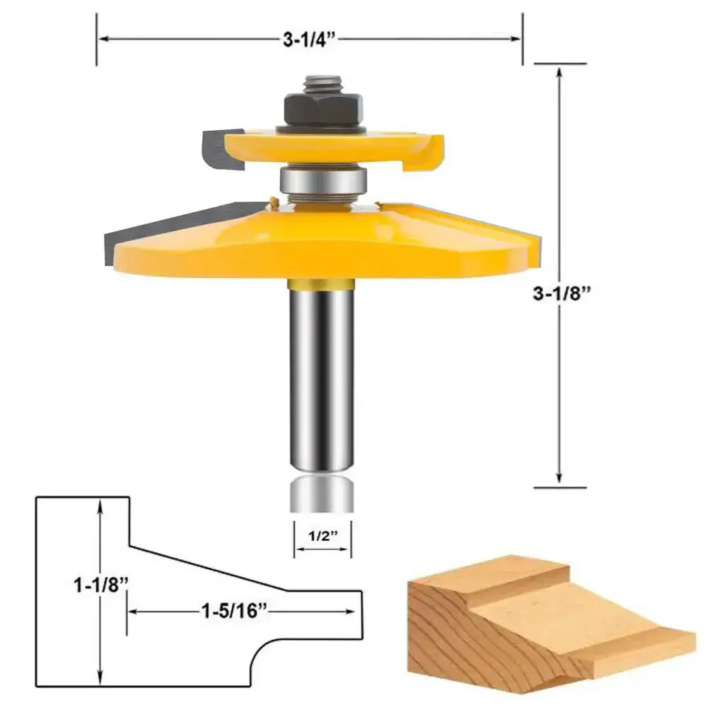 Pro Grade 3 Piece Router Bit Set With Half Inch Shank For Round Over And Raised Panel Cabinet Doors Rail And Stile Profiles Woodworking Carbide Bits For Tongue Groove Milling And Solid Wood Finishing - Image 5