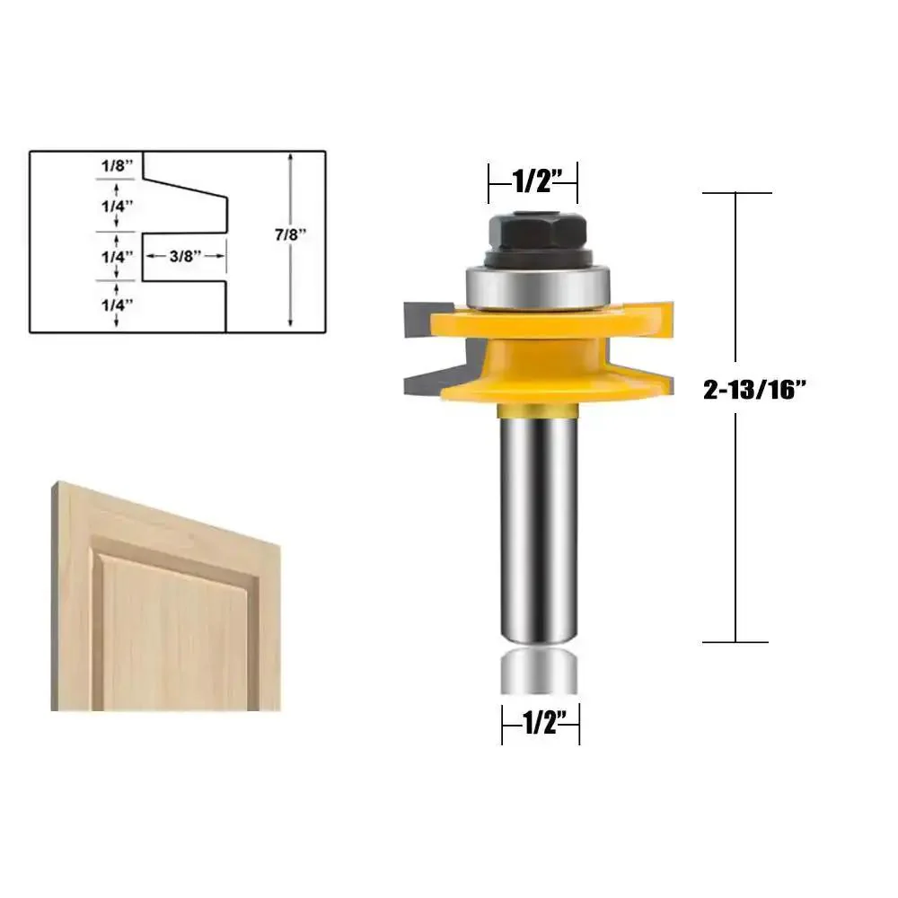 Pro Grade 3 Piece Router Bit Set With Half Inch Shank For Round Over And Raised Panel Cabinet Doors Rail And Stile Profiles Woodworking Carbide Bits For Tongue Groove Milling And Solid Wood Finishing - Image 6