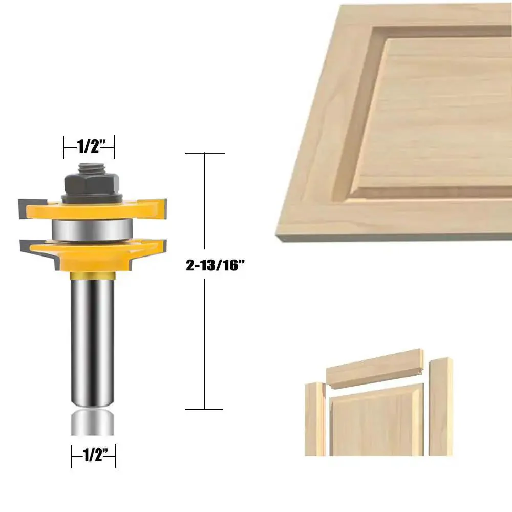 Pro Grade 3 Piece Router Bit Set With Half Inch Shank For Round Over And Raised Panel Cabinet Doors Rail And Stile Profiles Woodworking Carbide Bits For Tongue Groove Milling And Solid Wood Finishing - Image 7