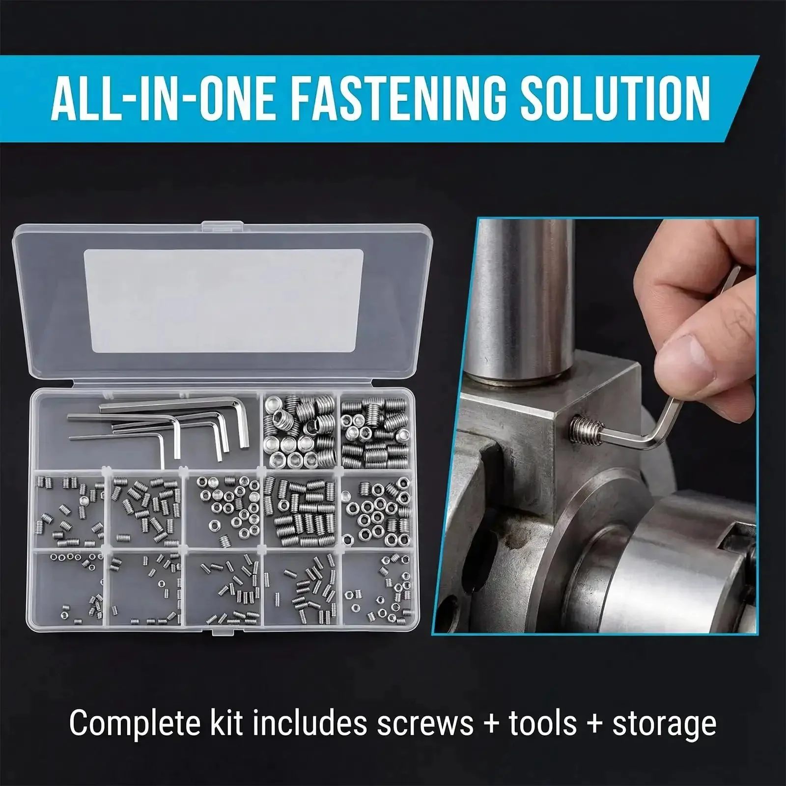 Pro Grade 300 Pcs All In One Set Screw Kit M3 M4 M5 M6 M8 304 Stainless Steel Cup Point Screws For Bathroom Fixtures Door Handles Knobs Faucets Plumbing Includes Wrenches - Image 3