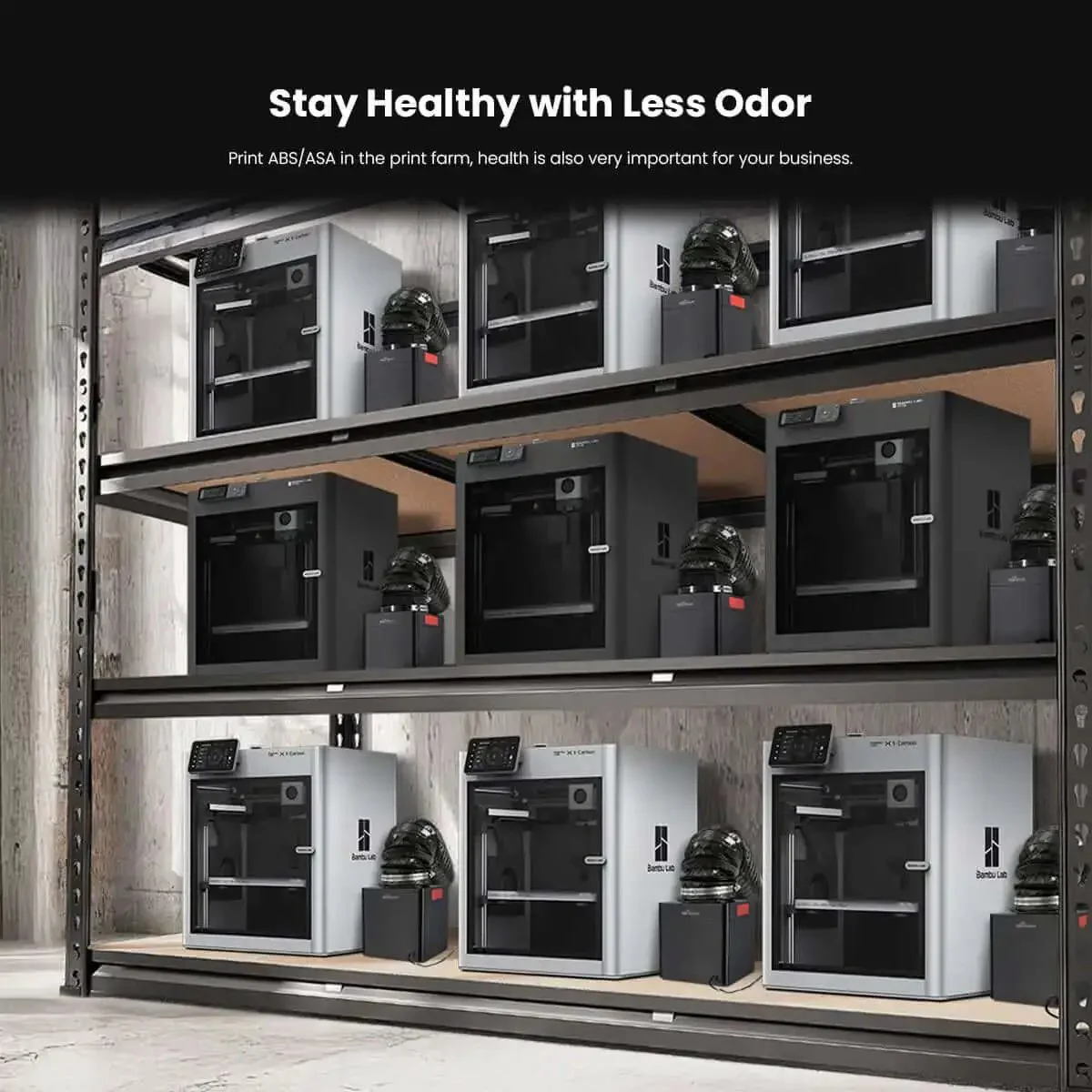 Pro Grade 3D Printer Filtration System With True HEPA H13 And Carbon Filter For Bambu Lab P1S X1C Compatible With P2S H2D And Enclosed Printers Captures VOCs And Ultrafine Particles From ABS ASA PLA PETG Nylon - Image 2