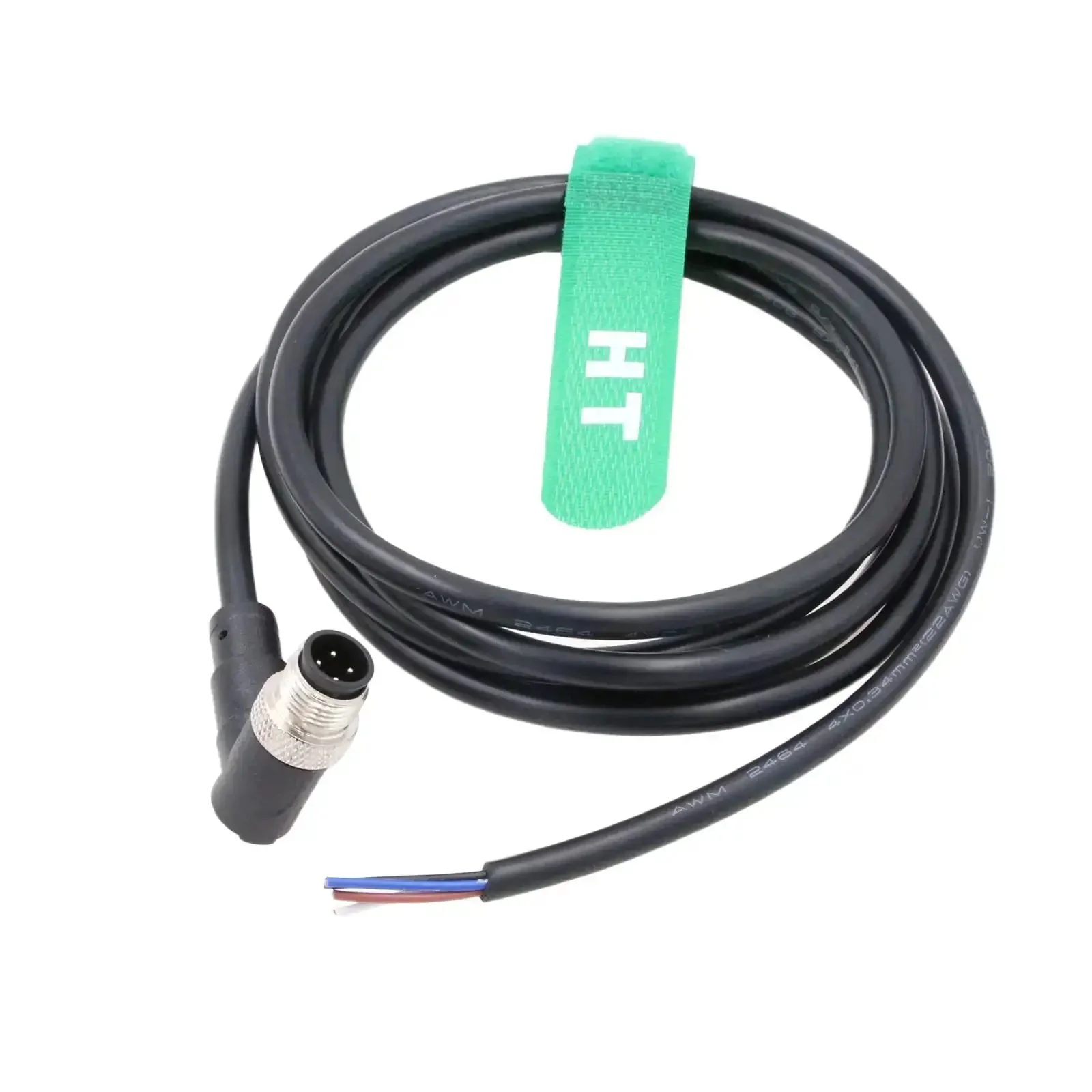 Pro Grade 4 Pin M12 A Coded Actuator Sensor Cable With Right Angle Male To Flying Leads, 2M Shielded Signal Cable Built Tough For Industrial Automation IO Link Profibus Network, 22AWG 4 Conductor Bare Wire Leads