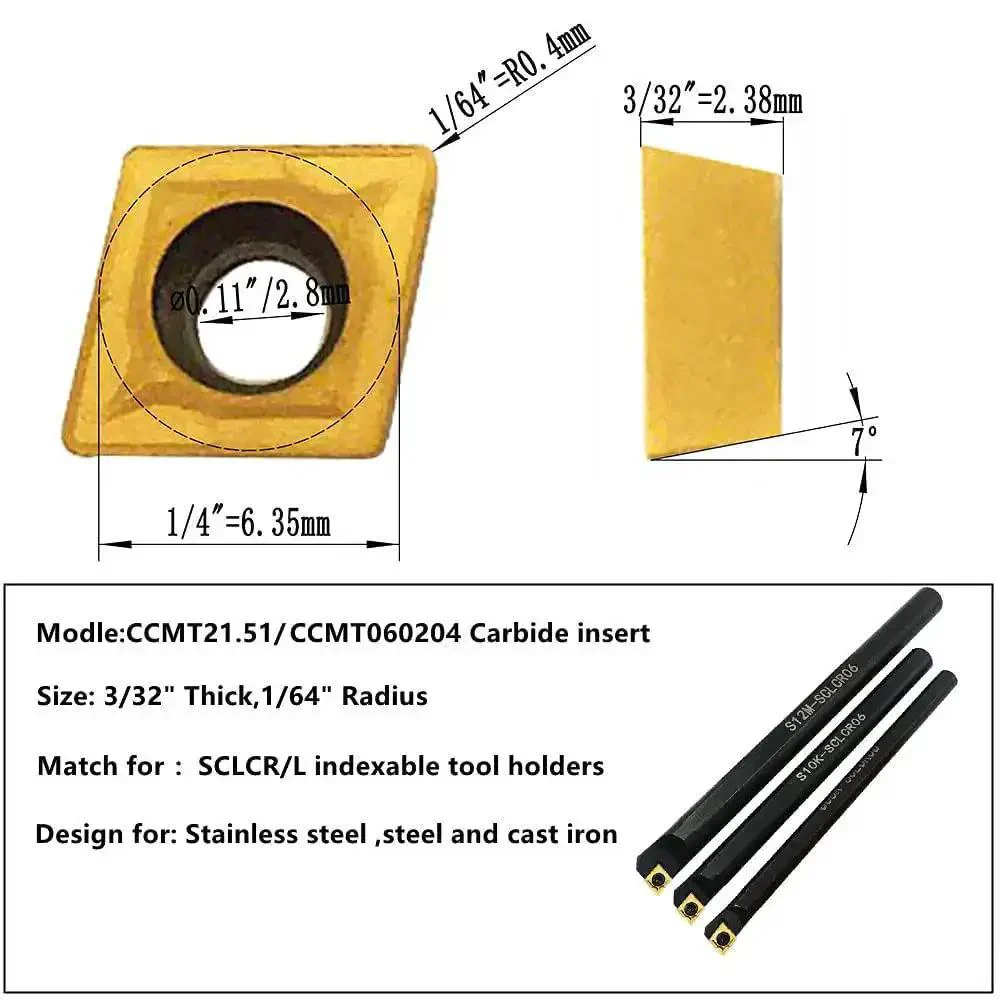 Pro Grade 50 Pack CCMT21.51 CCMT060204 Carbide Turning Inserts Multilayer Coated For Lathe Turning Stainless Steel And Steel Fast Cutting Low Friction Long Life Smooth Chip Evacuation Replacement Inserts For Lathe Tool Holders - Image 4