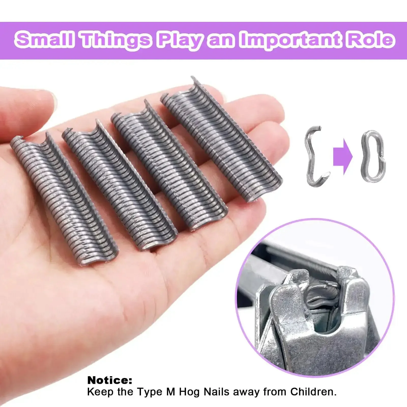 Pro Grade 601 Piece Upholstery Type M Nail Ring Pliers Kit With 600 M Nails And Hog Rings For Fence Fastening Upholstery Installation Animal Cages And Do It Yourself Projects - Image 4