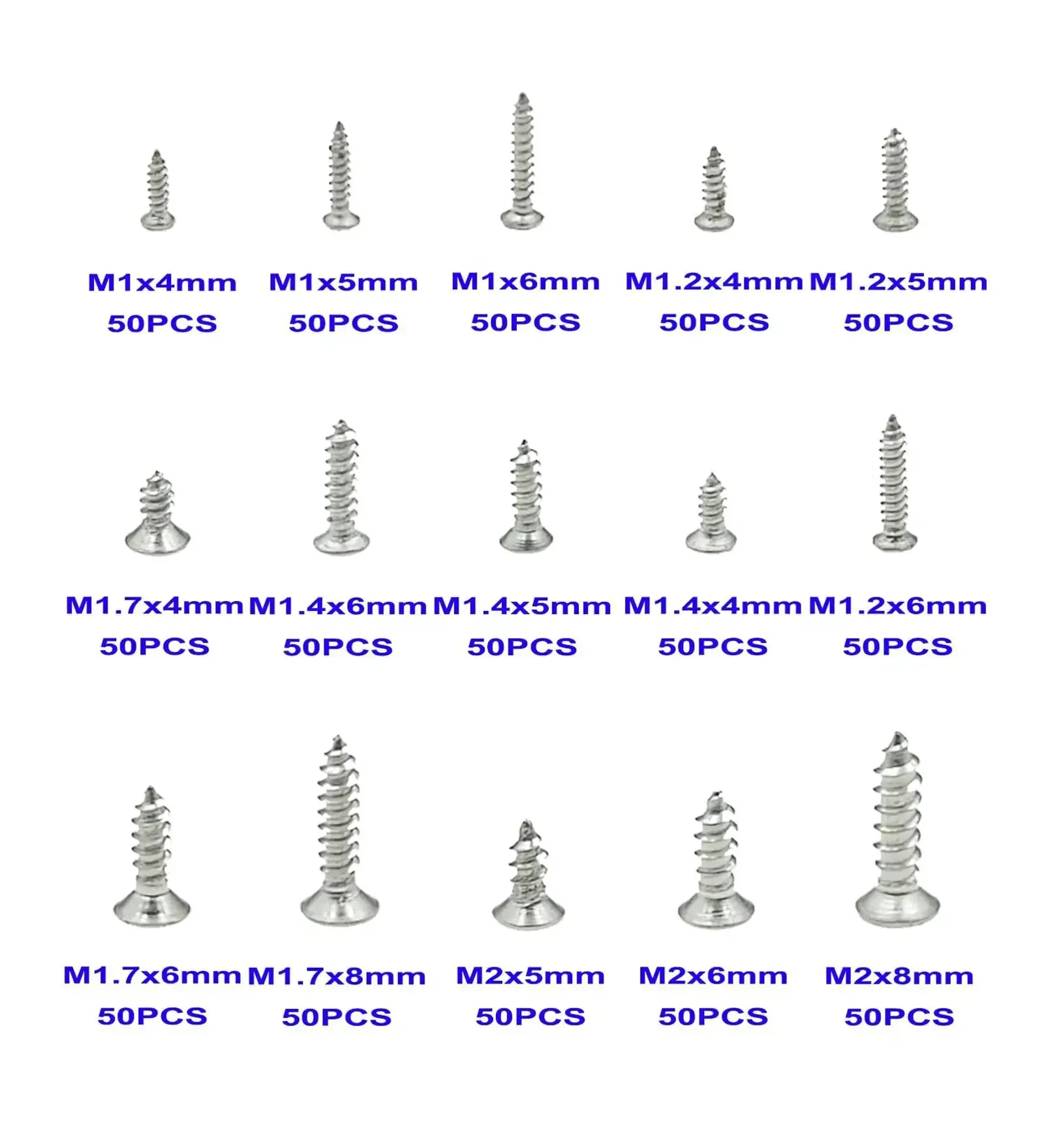 Pro Grade 750 Piece Metric Self Tapping Screws Kit In 304 Stainless Steel With Phillips Flat And Countersunk Heads Covers M1 To M2 Sizes Micro Size Assortment For Wood Metal Plastic DIY Projects Repairs And Everyday Fixes - Image 6