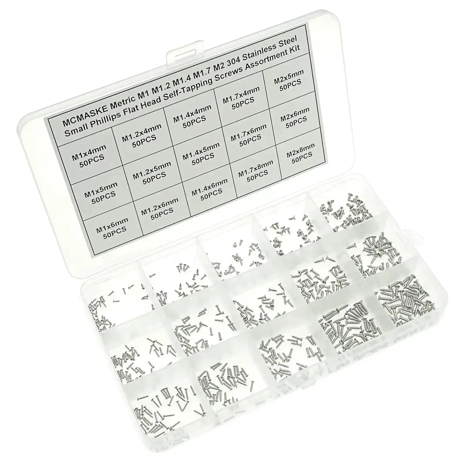 Pro Grade 750 Piece Metric Self Tapping Screws Kit In 304 Stainless Steel With Phillips Flat And Countersunk Heads Covers M1 To M2 Sizes Micro Size Assortment For Wood Metal Plastic DIY Projects Repairs And Everyday Fixes - Image 7