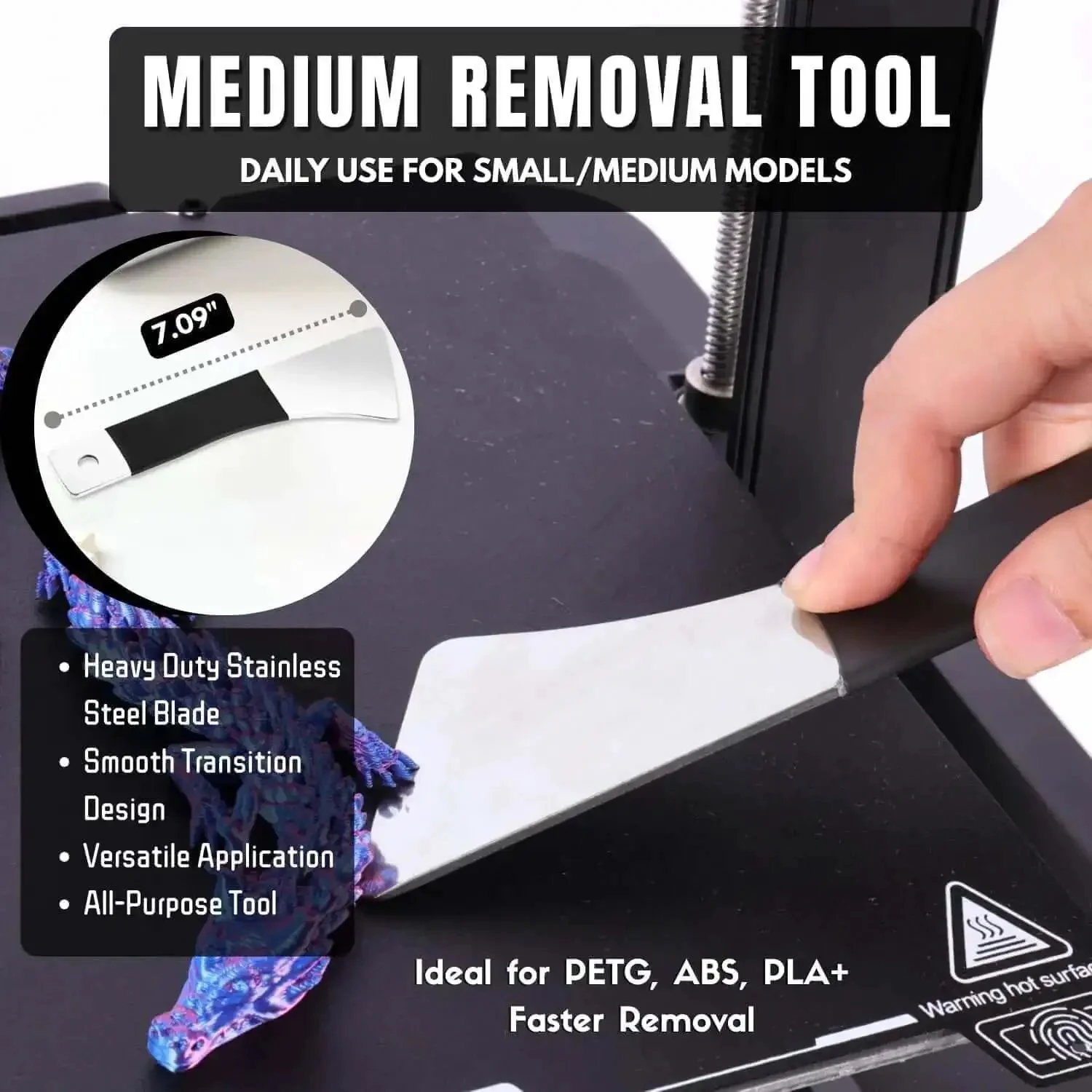 Pro Grade All In One Go To 3D Printer Scraper Kit With Four Blade Types And Ten Spare Blades For Quick Model Removal From Large Medium And Small Prints Built For Safe Bed Access And Everyday 3D Printing - Image 4