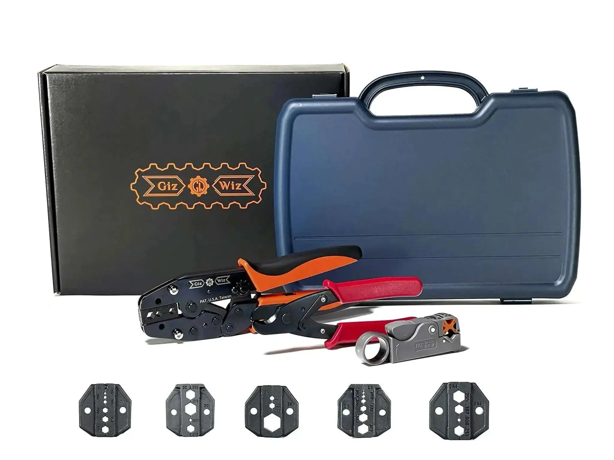 Pro Grade All In One RF Coax Tool Kit With Quick Change Crimper Cutter And Stripper Plus Five Interchangeable Die Sets For Fast Coax Assembly Prep And Reliable Repairs