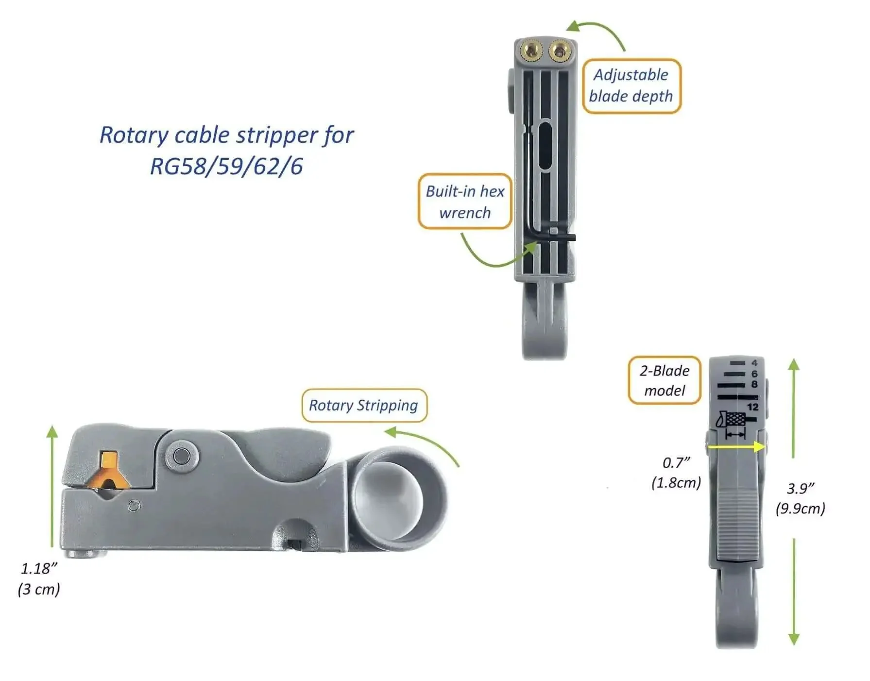 Pro Grade All In One RF Coax Tool Kit With Quick Change Crimper Cutter And Stripper Plus Five Interchangeable Die Sets For Fast Coax Assembly Prep And Reliable Repairs - Image 3
