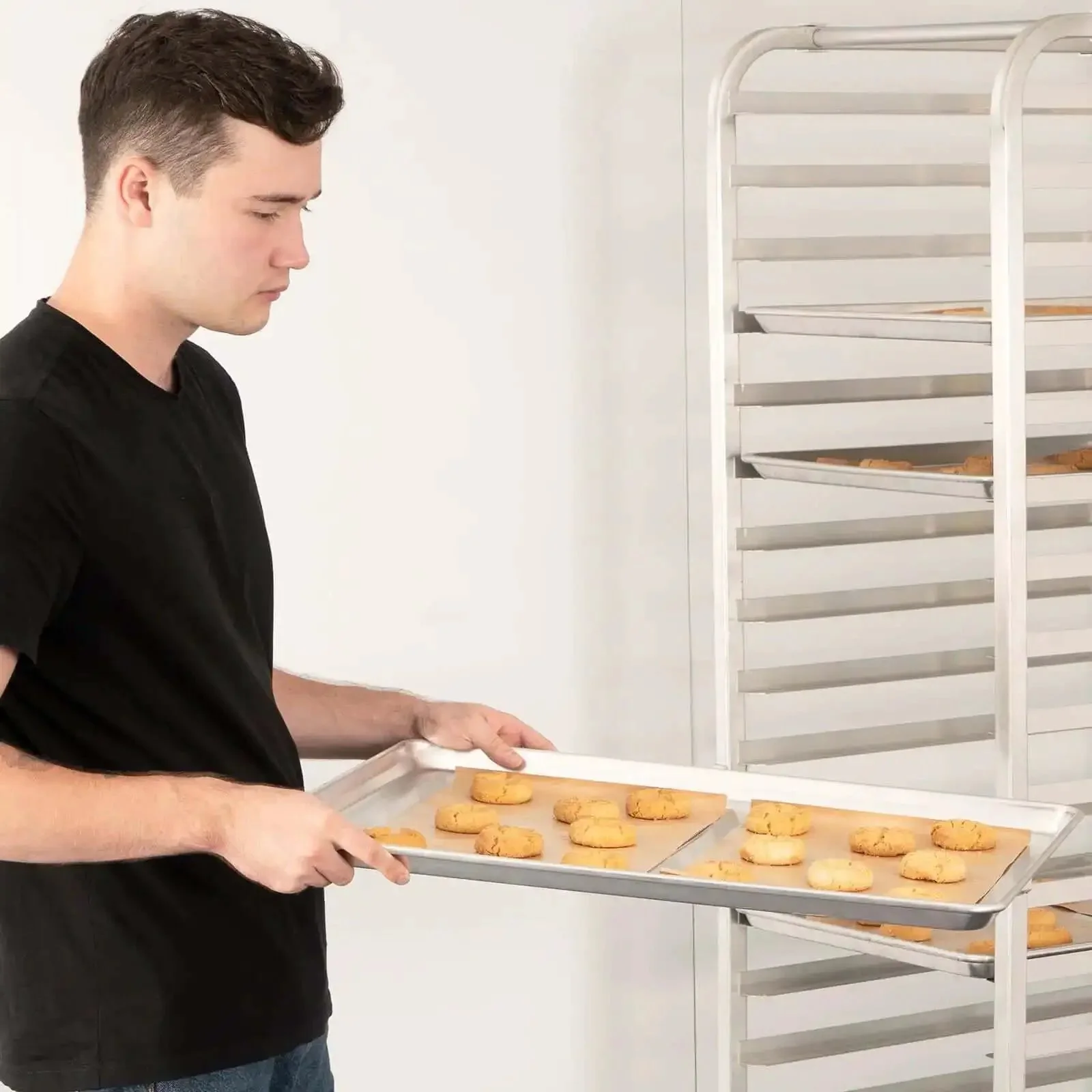 Pro Grade Aluminum Baking Sheet Pan For Oven 18 Inch Long By 26 Inch Wide By 1 Inch Deep Cookie Sheet 12 Pack Ideal For Bakery And Restaurant Kitchens Rust Resistant Easy To Clean Durable Workhorse For Baking And Roasting - Image 6