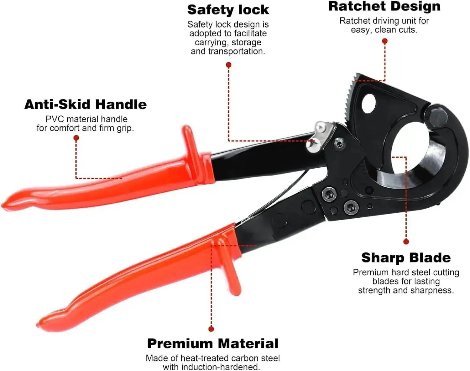 Pro Grade Battery Cable Lug Crimping Tool Kit For AWG Ten To One Zero Wires With 2 Cable Cutters 64 Ring Terminals And 70 Heat Shrink Tubes, Easy To Use, Precision Jaws For Tight Reliable Electrical Crimps - Image 4