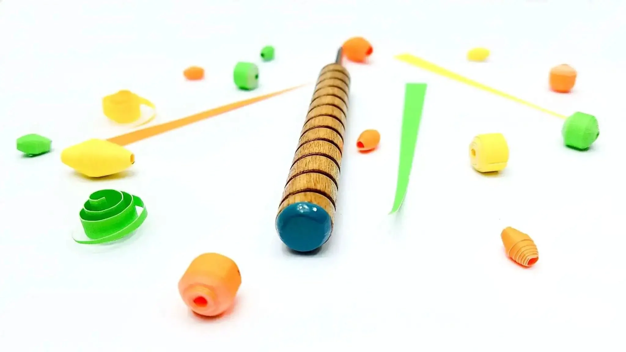 Pro Grade Bead Roller Quilling Tool With One Eighth Inch Slotted Metal Winding Pin For Paper Jewelry Making Solid Wood Handle Color Coded End Blue Full Length Slotted Pin For Easy Crafting Of Tiny Paper Beads - Image 6