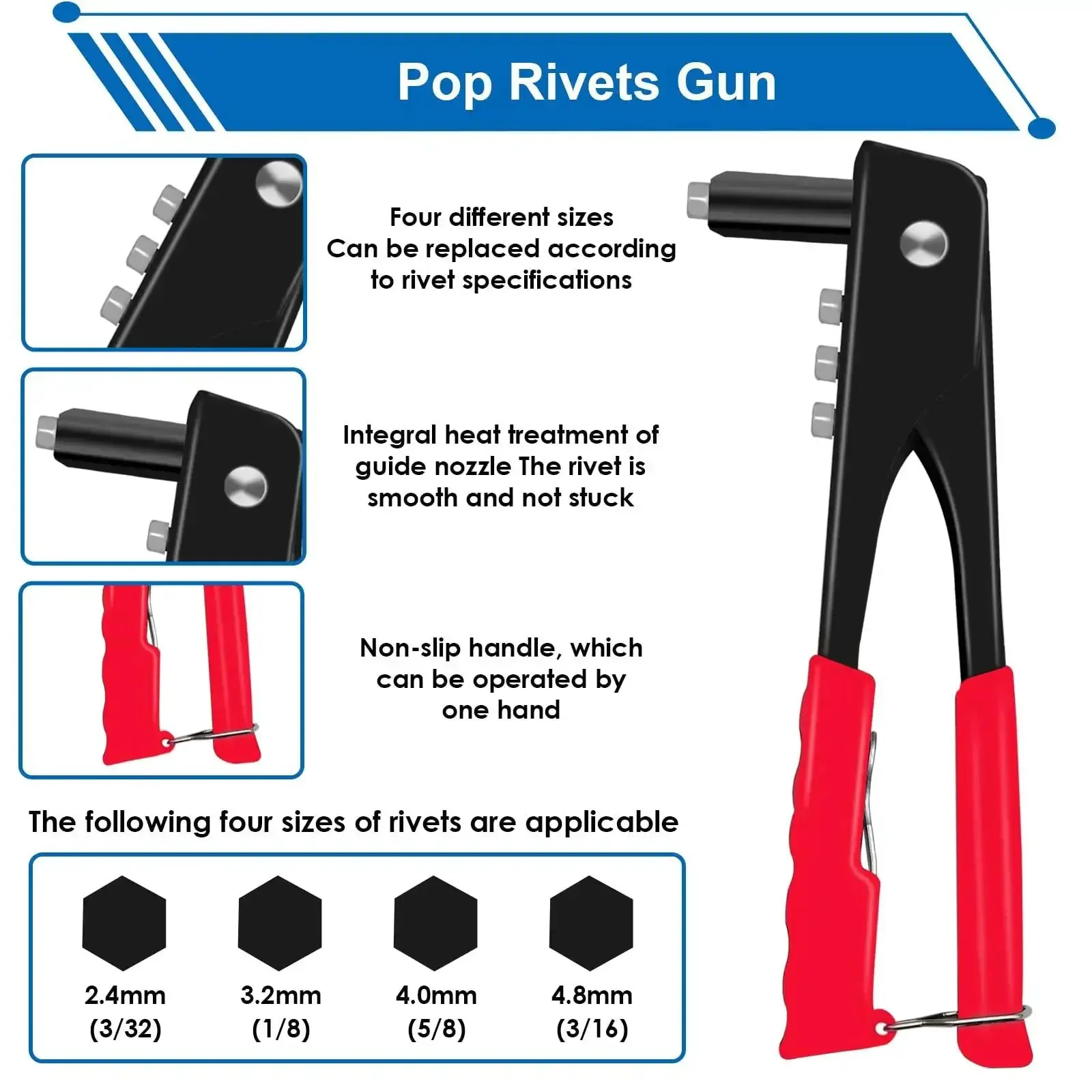 Pro Grade Beefed Up 1001 Piece Pop Rivet Gun Kit With Black Rivets Large Flange Rivets And Stainless Washers In Portable Toolbox With Color Labels For Metalwork Furniture Automotive And Instrument Repair - Image 3