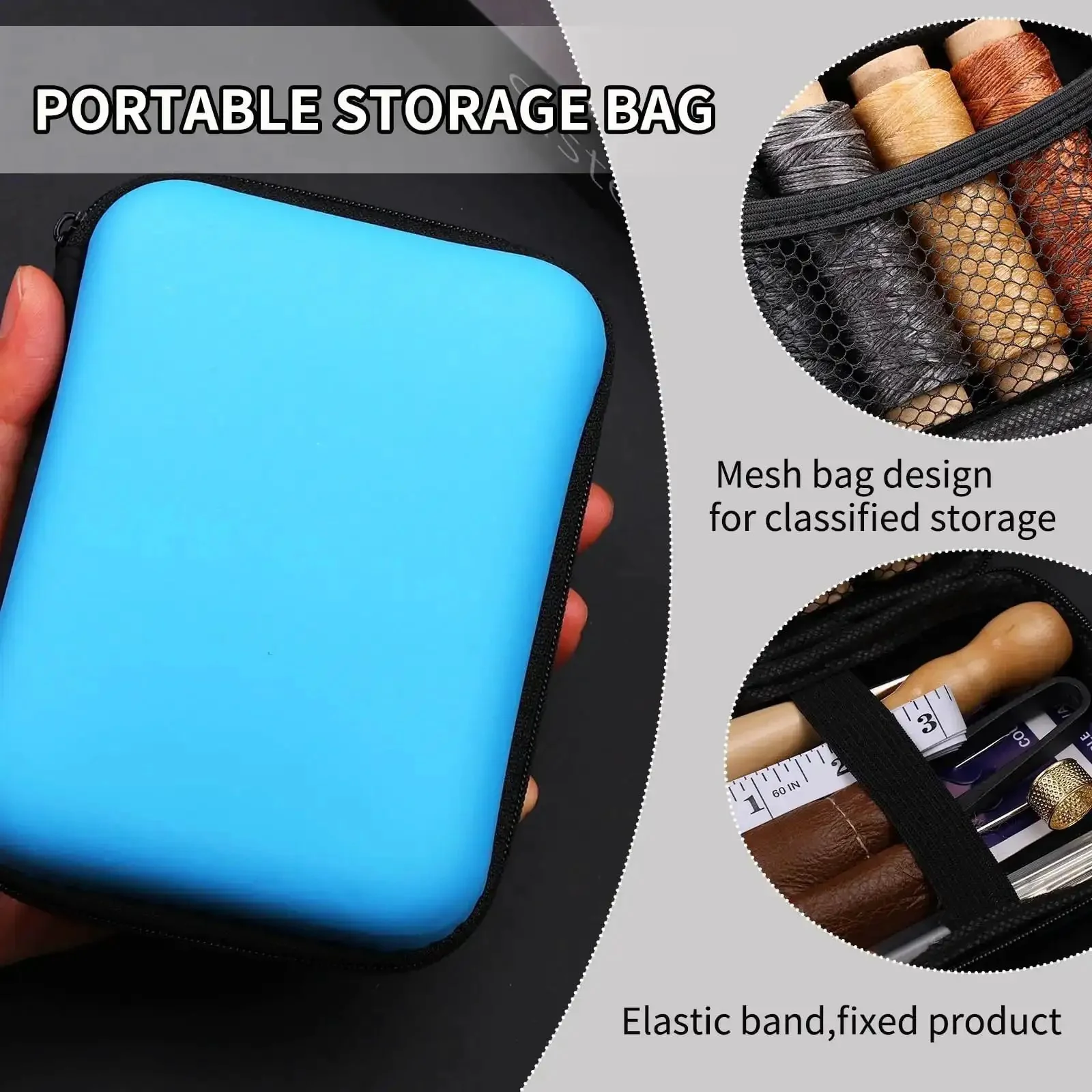Pro Grade Beefed Up Leather Sewing Kit For Hand Stitching With Durable Needles, Waxed Thread, Awl, Thimble, Ruler And Heavy Duty Tools For Car Seats Sofas Shoes Carpets Upholstery Repair And DIY Craft - Image 7